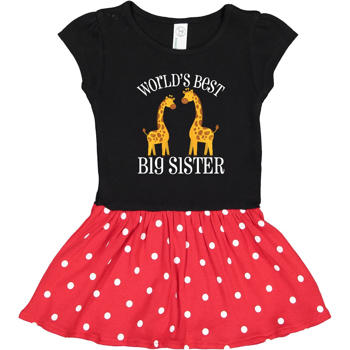 Inktastic Big Sister Giraffes Toddler Dress - Cute Animal Print Baby Girl Outfit for Birthday, Family Photos & Special Occasions