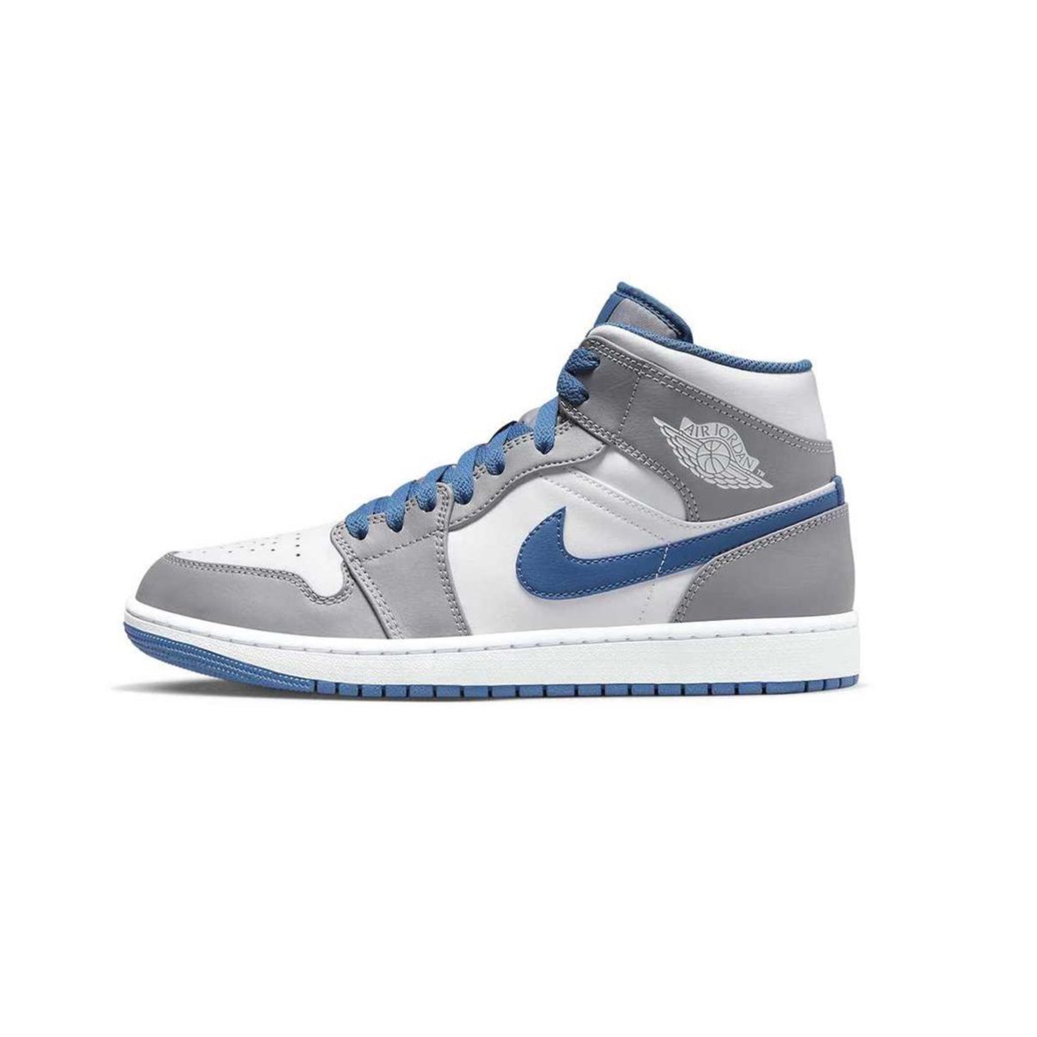 Air Jordan 1 Mid Men's Basketball Shoes - True Blue/Cement Grey/White Colorway | Retro Sneakers for Casual Wear, Street Fashion & Sports Performance