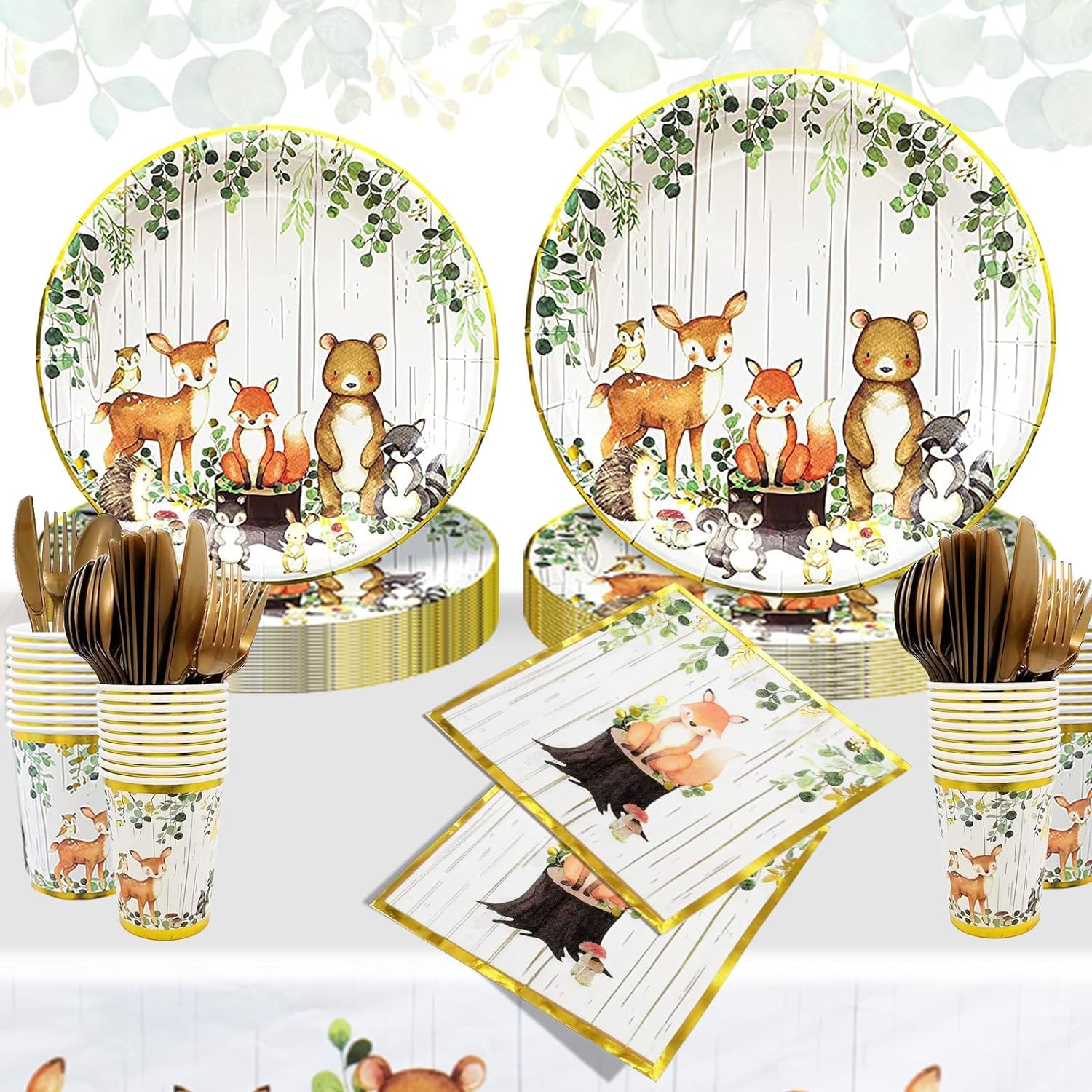 257-Piece Woodland Baby Shower Decorations Kit for Boys & Girls - Forest Animal Theme Gender Neutral Party Supplies with Backdrop, Banner, Balloon Garland, Tableware for 20 Guests | Perfect for Baby Showers, Nursery Decor, and First Birthday Parties