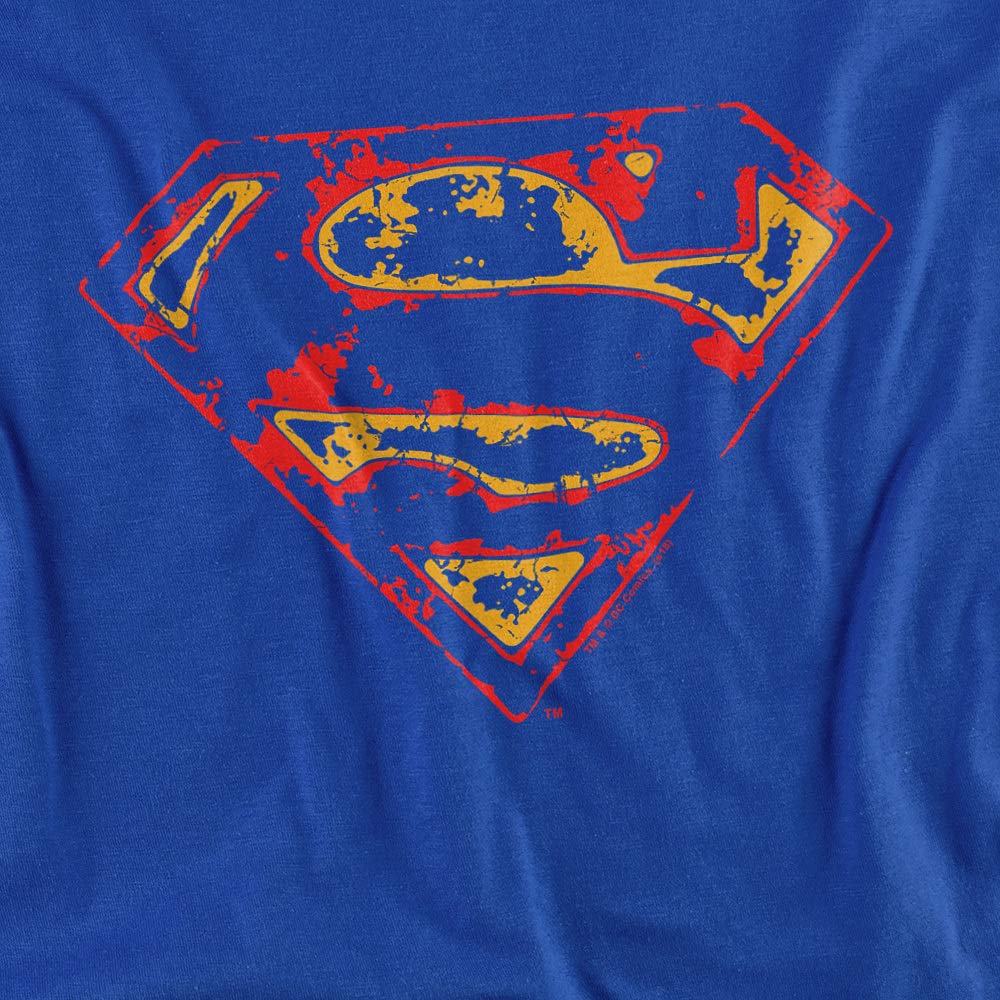 Superman Super Distressed Vintage Women's T-Shirt - Soft Cotton Graphic Tee for Casual Wear, Cosplay & Superhero Fans