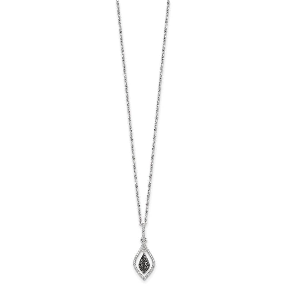 Black & White Diamond Marquise Necklace - Sterling Silver for Elegant Occasions