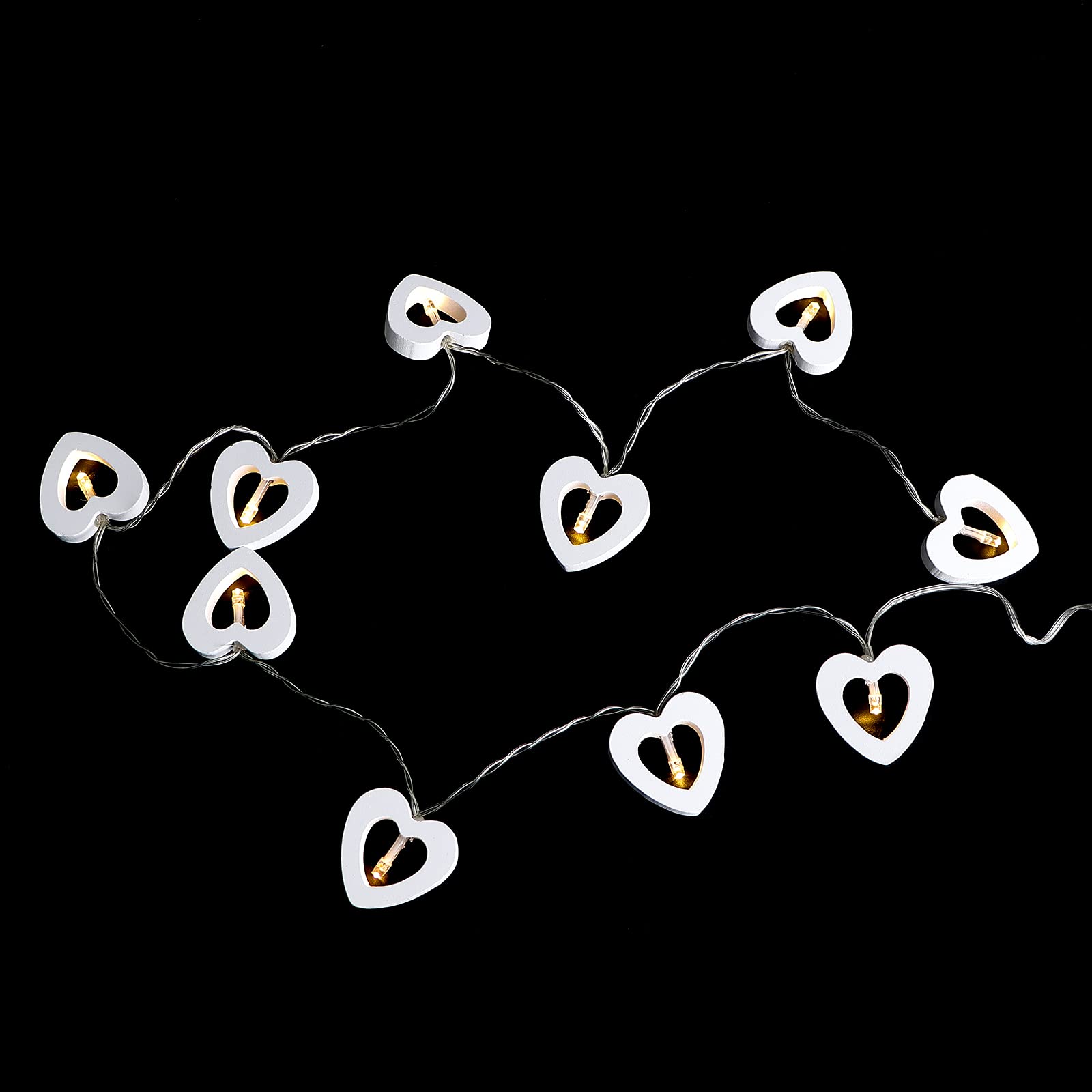 INOOMP 1pc Wooden Peach Heart LED String Lights - Romantic Decorative Fairy Lights for Bedroom, Wedding, Party & Home Decor - Battery Operated Warm White Atmosphere Lighting