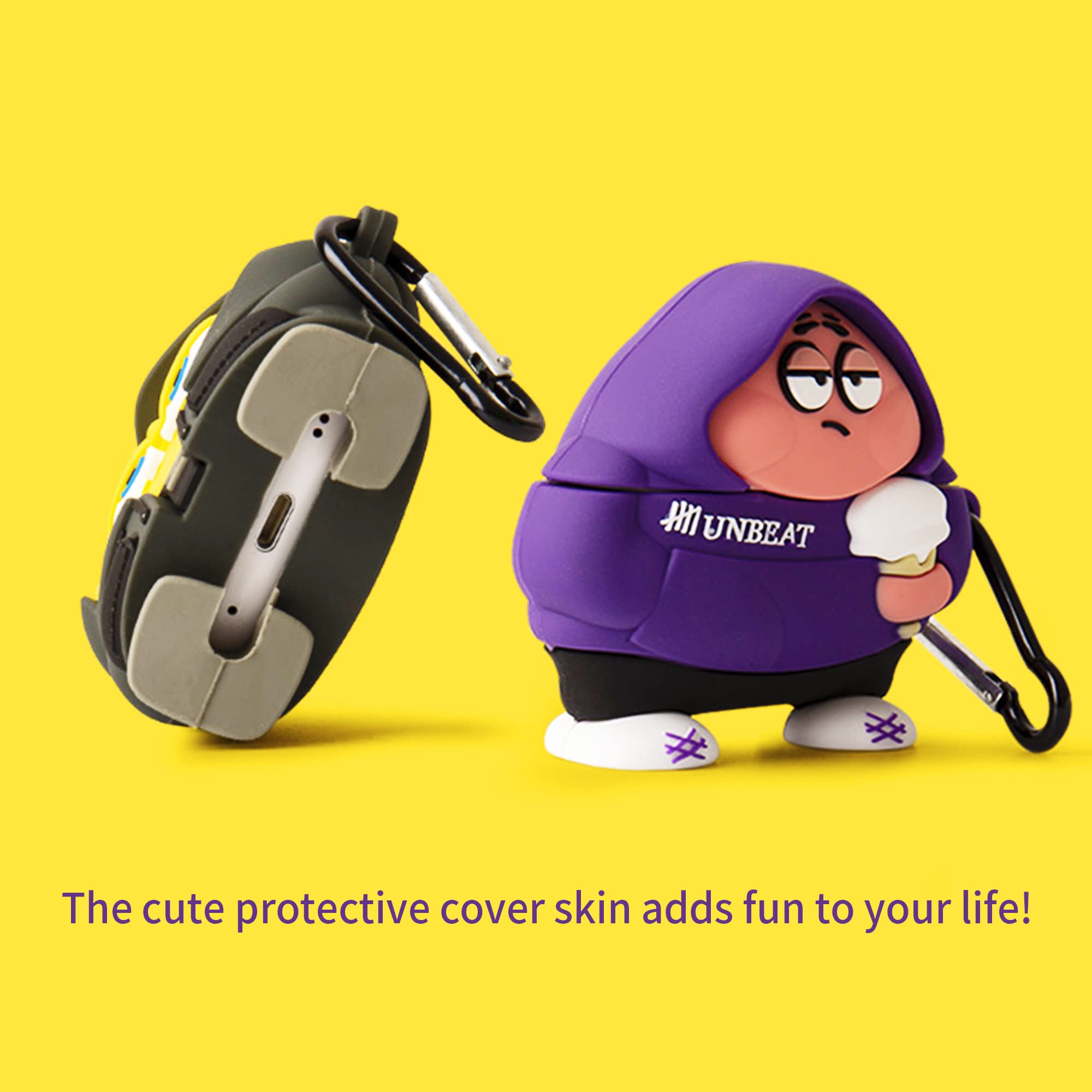 Cute Cartoon AirPods Pro 2 Case - Anti-Slip Silicone Protective Cover with Keychain - Kawaii 3D Fashion Design for Girls & Teens (Yellow) - Perfect for School, Travel & Daily Use