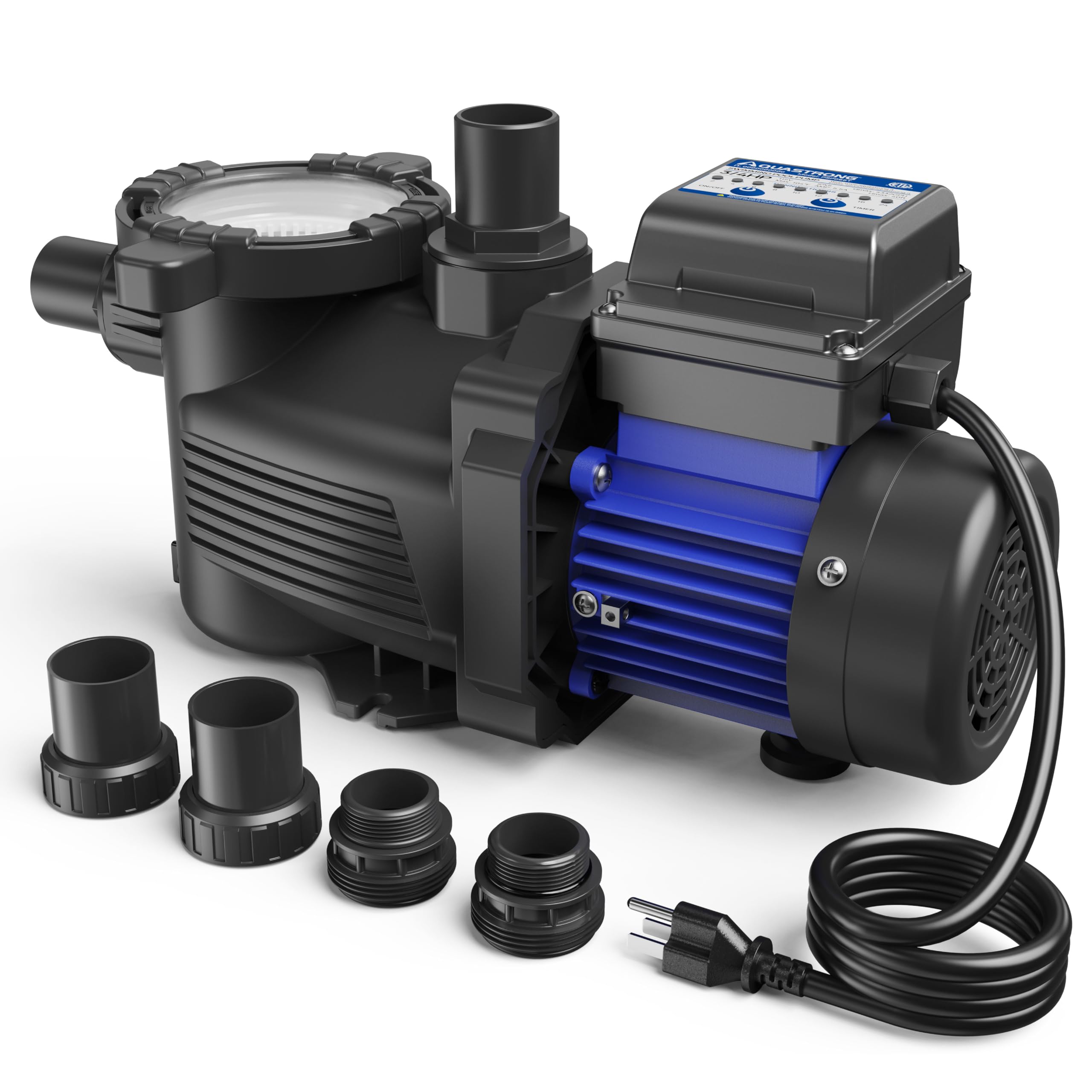 AQUASTRONG 3/4 HP High Flow Above Ground Pool Pump with Timer - 115V, 4332 GPH, 1.25