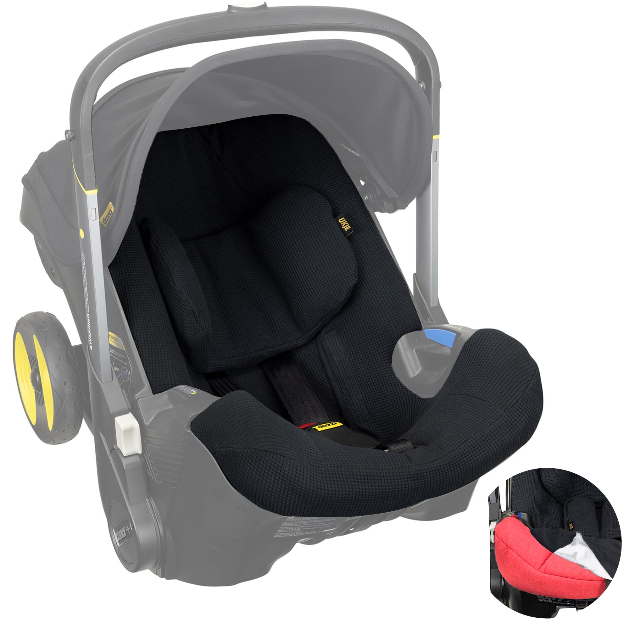 UKJE Protective Car Seat Stroller Cover for Doona - Cotton Infant Seat Liner, Easy to Clean & Install, Black Waffle Design - Perfect for Newborns, Travel, and Daily Use