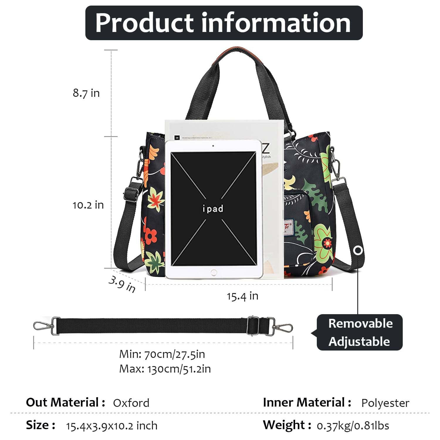 Women's Waterproof Nylon Utility Tote Bag - Multi-Pocket Work Shoulder Bag for Teachers, Nurses & Professionals | Perfect for Office, Hospital & Daily Commute