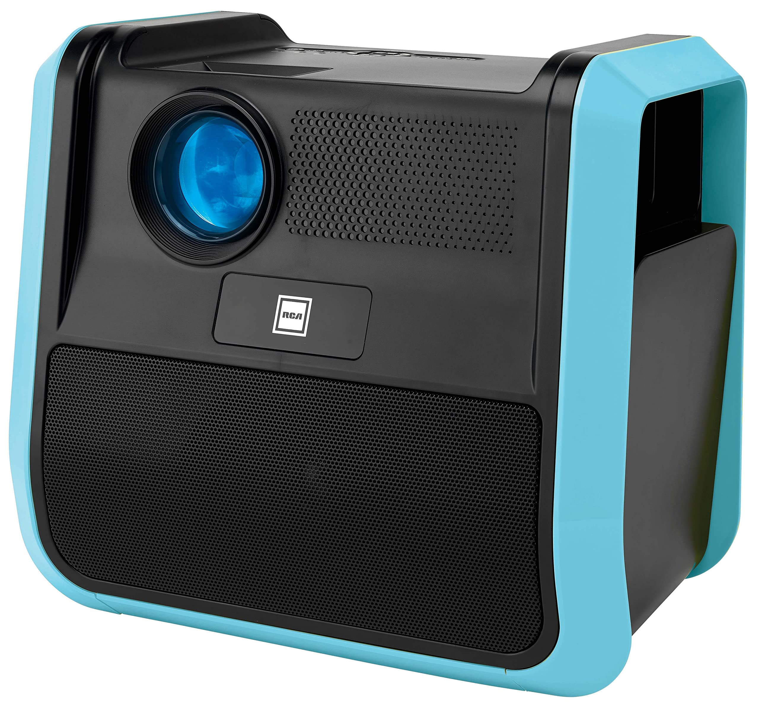 RCA RPJ060 Portable Projector with Built-in Speakers - 1080P HD Home Theater Projector, 2.5 Hours Rechargeable Battery for Outdoor Movies, Gaming & Presentations - Wireless Screen Mirroring for Phone/Laptop/Fire Stick - Perfect for Backyard Camping, Business Meetings & Home Entertainment