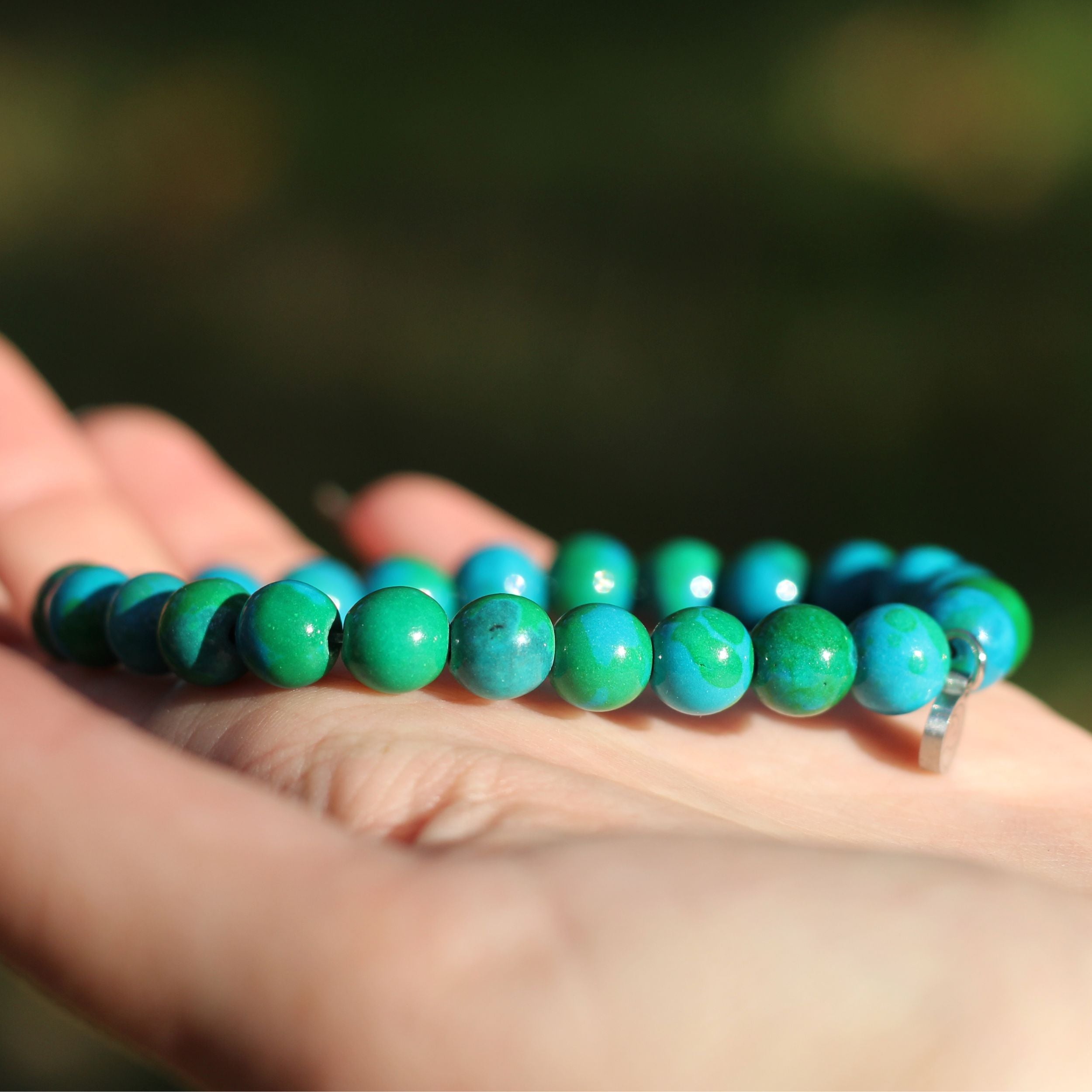 Natural Chrysocolla Stone Beaded Bracelet for Women - Healing Crystal Jewelry for Stress Relief & Positive Energy | Perfect for Meditation, Yoga & Spiritual Gifts
