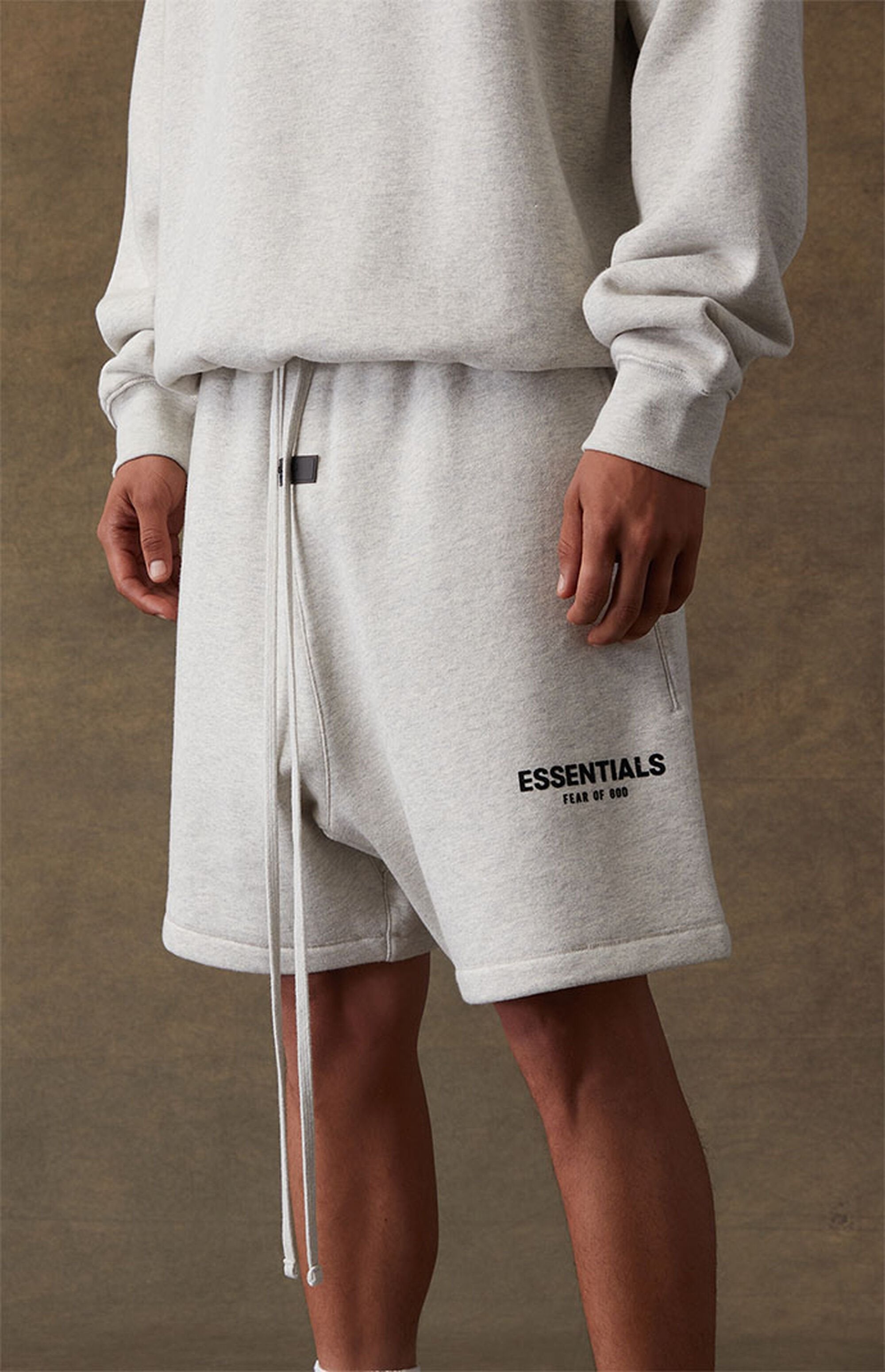 Fear of God Essentials Light Oatmeal Sweat Shorts for Men - Comfortable Casual Lounge & Gym Shorts | Perfect for Workout, Running, and Summer Outfits