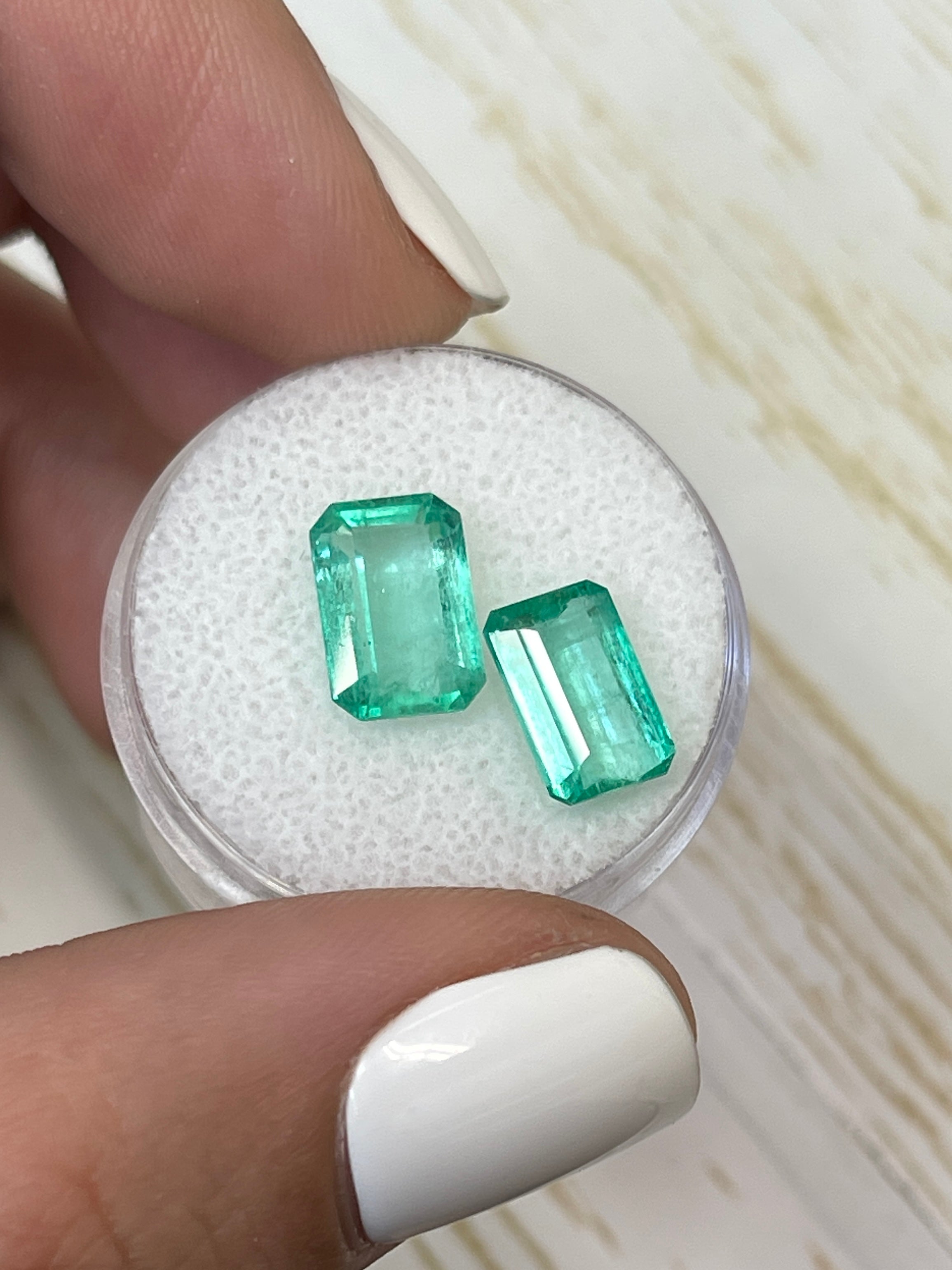 4.79tcw 10x7mm Matching Loose Colombian Emeralds - Emerald Cut Gemstones for Jewelry Making, Engagement Rings & Fine Collections | Natural Green Precious Stones