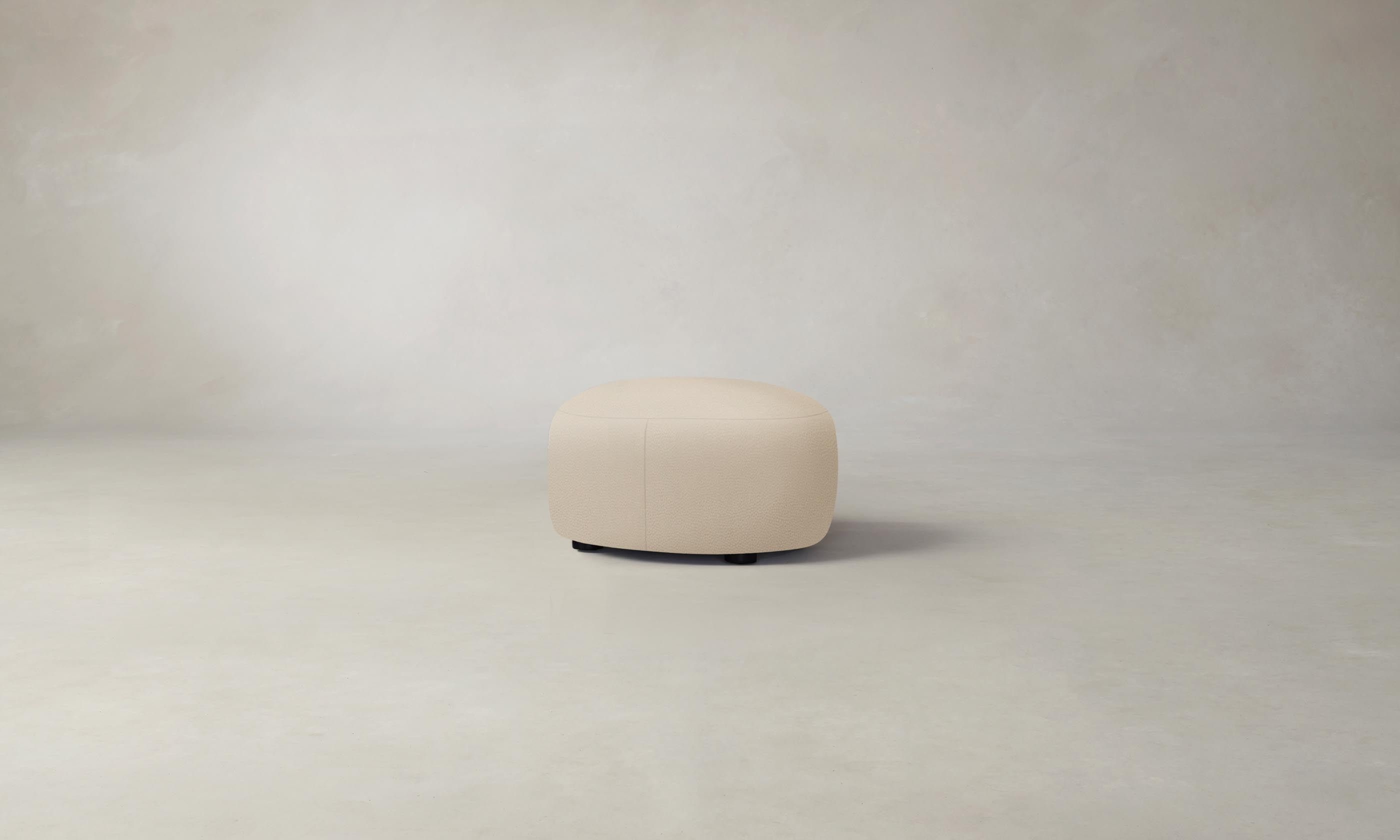 Premium Pebbled Leather Chelsea Ottoman in Stone - Stylish Footrest & Storage Bench for Living Room, Bedroom, or Office
