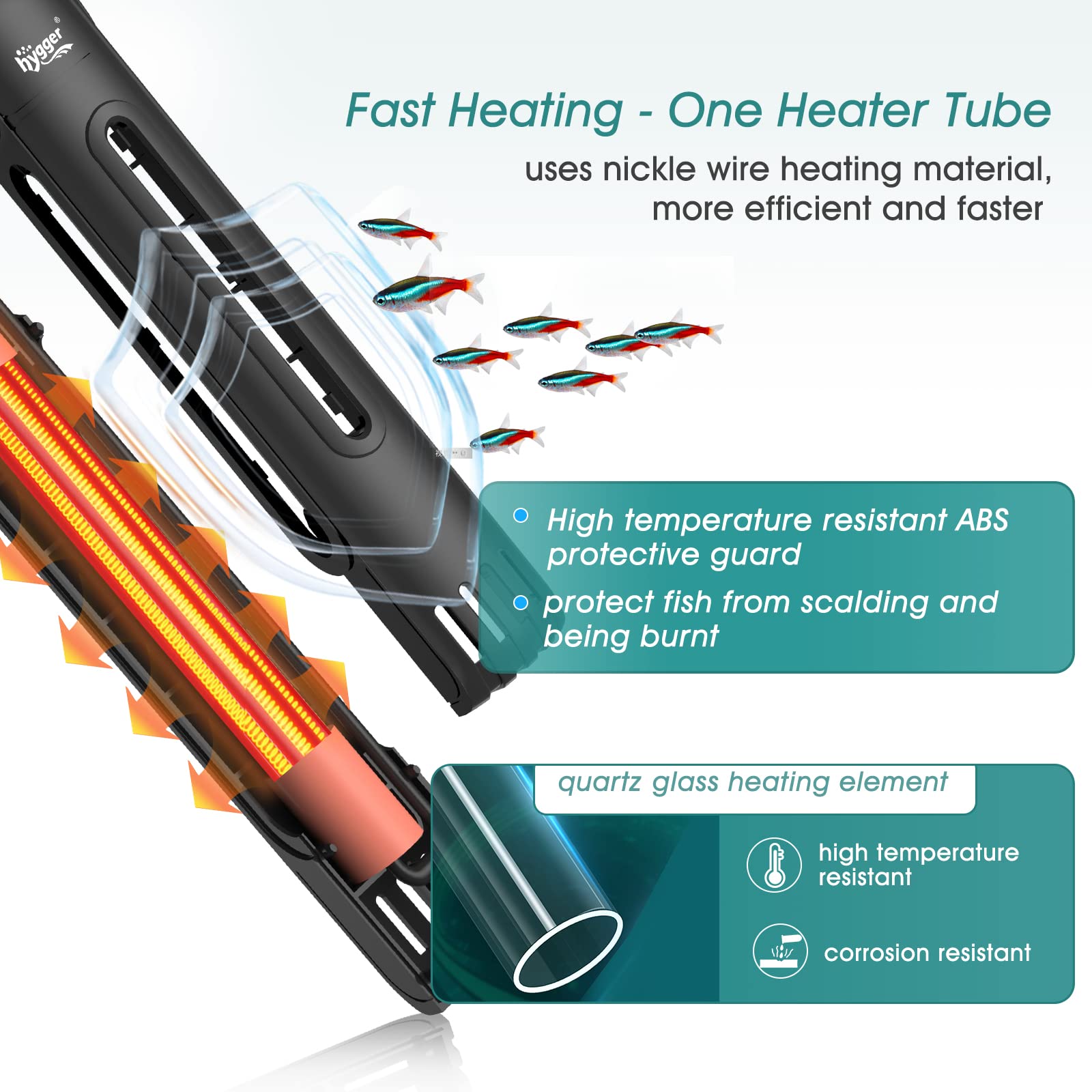 Hygger 300W Submersible Aquarium Heater with Digital Controller & Auto Shut Off - Fish Tank Heater for 40-65 Gallon Freshwater/Saltwater Reef Tanks - Perfect for Tropical Fish, Marine Life & Coral Care