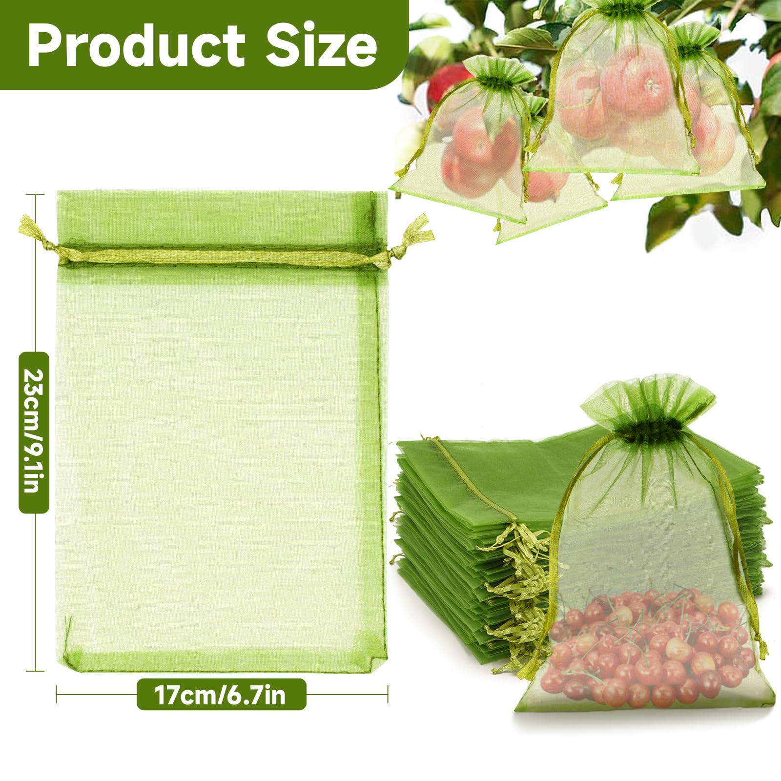 KINGLAKE 100PCS 6x9 Inches Fruit Protection Bags - Breathable Mesh Bags for Fruit Trees, Vegetables & Plants - Prevent Pests & Birds - Ideal for Apples, Peaches, Pears & Garden Produce - Perfect for Home Gardening & Orchard Use