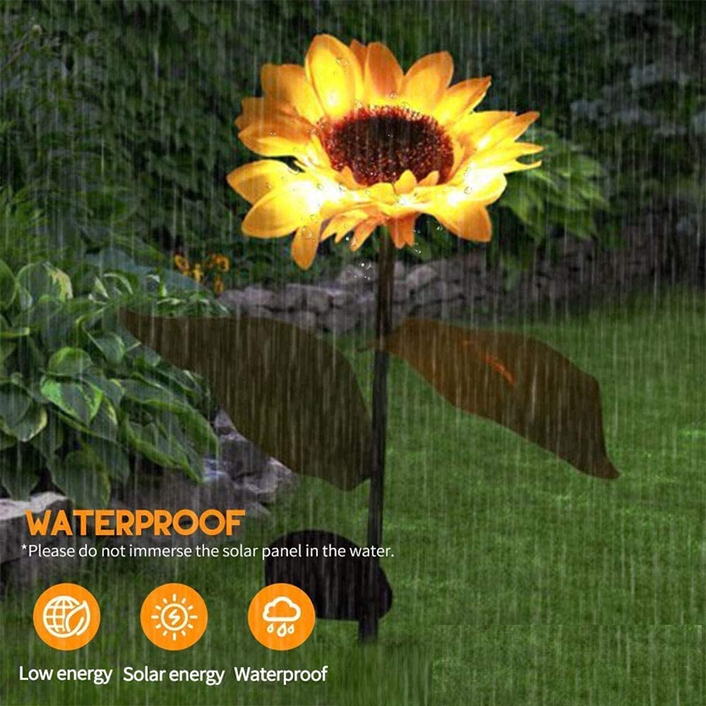 Sunflower Solar Garden Stake Lights - Waterproof Outdoor Solar Powered Decorative Lights for Garden, Patio, Backyard (2 Pack) | Perfect for Pathway Lighting, Landscape Accents & Evening Ambiance