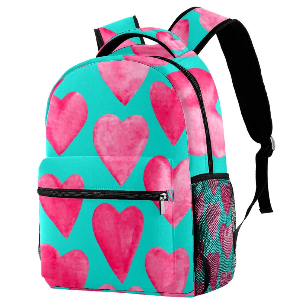 Red Watercolor Hearts Valentine's Day Backpack - Cute Student Shoulder Bag for College, School & Travel | Perfect Gift for Valentine's, Birthday & Everyday Use