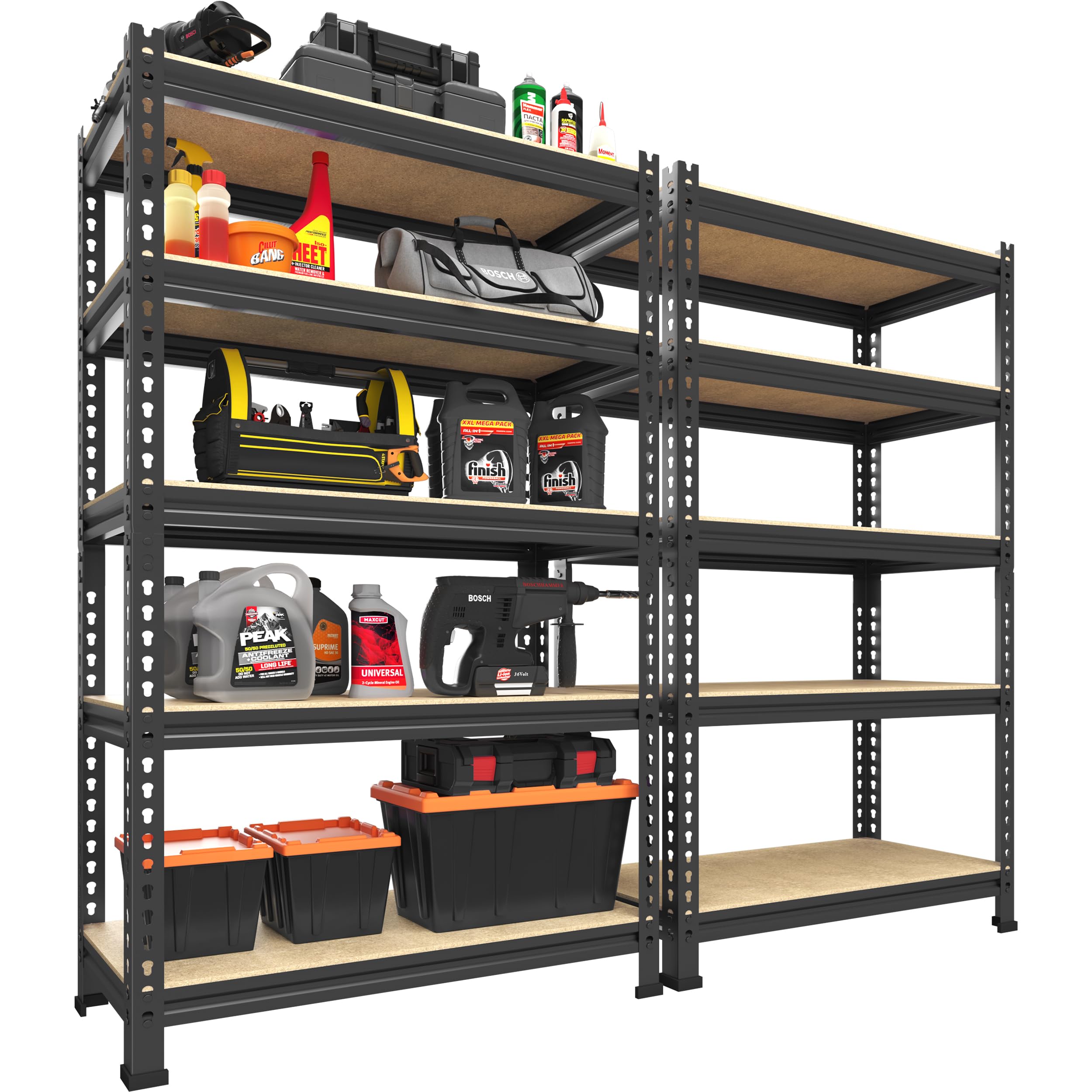 PrimeZone 2-Pack Heavy Duty 5-Tier Adjustable Metal Storage Shelves – 28