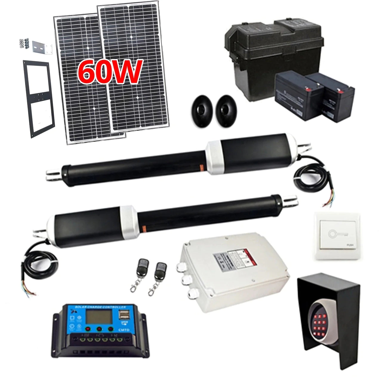 Aleko GG900/AS900 Dual Swing Gate Opener with Solar Kit - 60W AC/DC Automatic Driveway Gate Motor for Home Security & Property Protection | Perfect for Residential, Farm & Commercial Gates