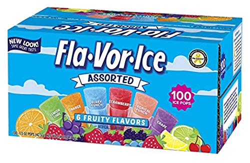 Fla-Vor-Ice Freezer Pops - 100 Gluten Free, Fat Free, Sugar Free Ice Pops with Assorted Fruity Flavors (1.5 oz Each, 4-Pack) - Perfect for Summer Parties, Kids Snacks, and Outdoor Activities