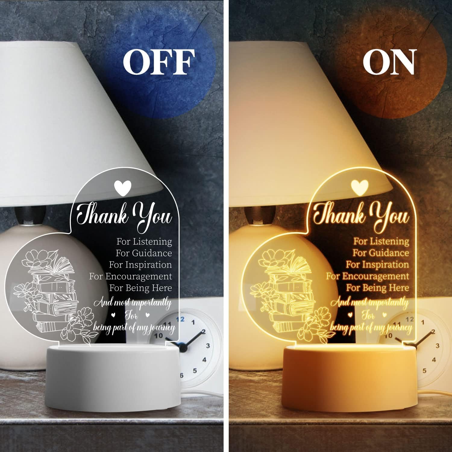 Best Teacher Gifts - Acrylic Night Light for Women | Birthday, Retirement & Thank You Presents for Classroom & Home