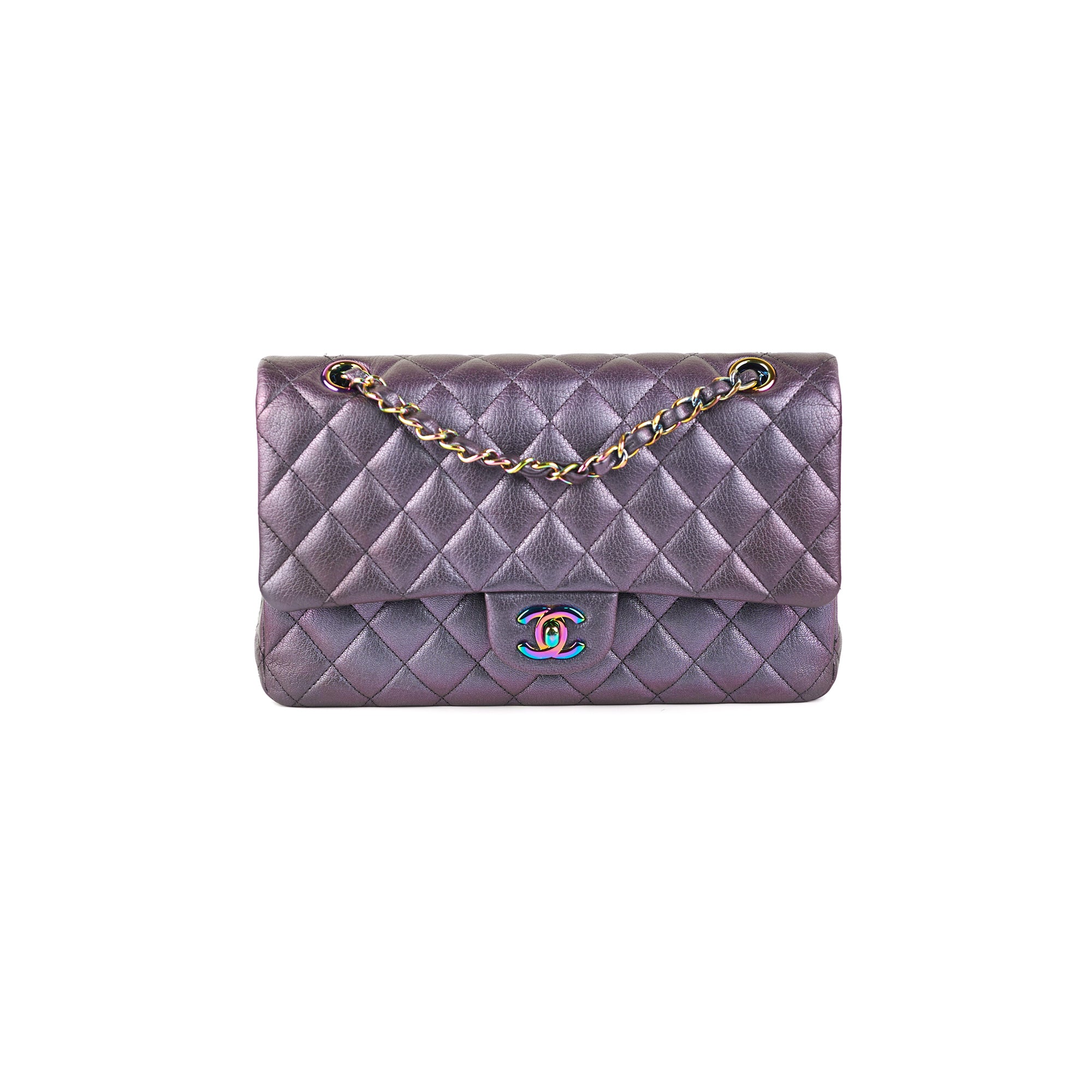 Chanel 16C Classic Flap Medium/Large Iridescent Mermaid Purple Bag - Luxury Designer Handbag for Women, Evening Parties & Special Occasions