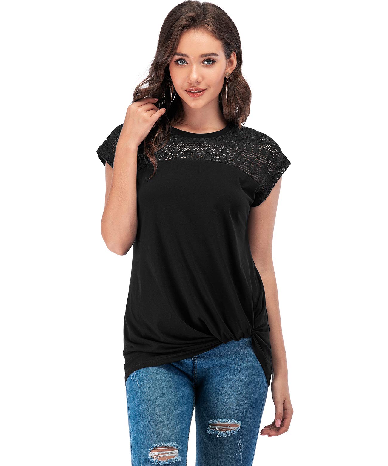 MSHING Women's Casual Short Sleeve V-Neck T-Shirt - Loose Fit Summer Basic Tee for Everyday Wear | Perfect for Beach, Shopping & Casual Outings