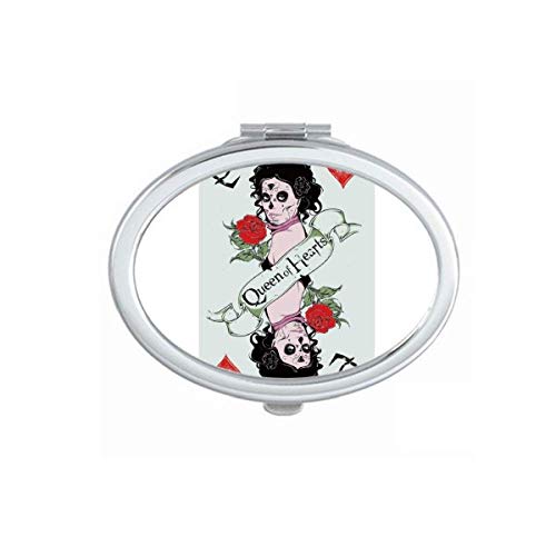 DIYthinker Playing Cards Q Illustration Pattern Portable Folding Mirror - Double-Sided Handheld Makeup Mirror for Travel, Cosmetics & Poker Game Nights