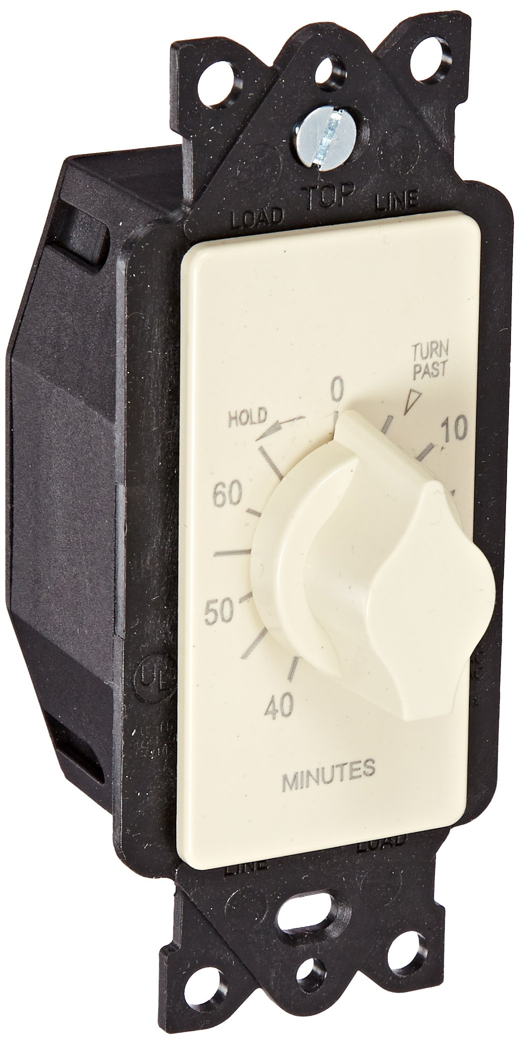 60 Minute Springwound Auto-Off In-Wall Timer Switch with Hold Function - Ivory White | Perfect for Bathroom Fans, Workshop Tools & Home Automation