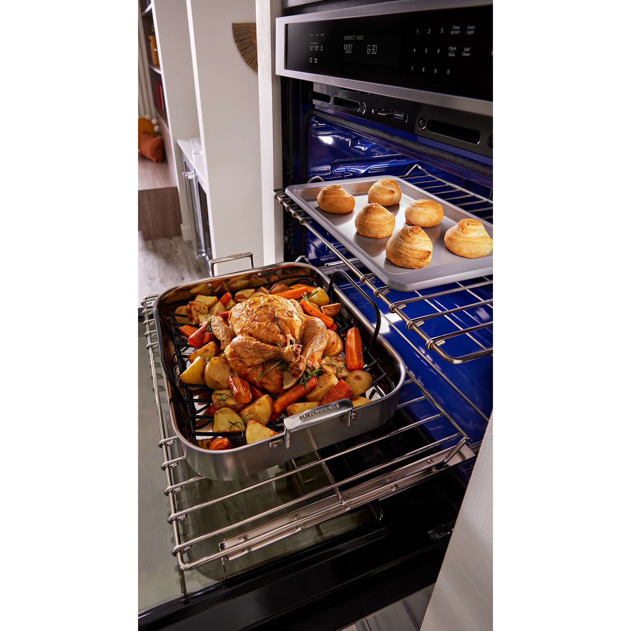 KitchenAid 30 Inch Built-In Microwave and Wall Oven Combo (KOEC530PPS) - PrintShield Stainless Steel Finish for Modern Kitchens | Perfect for Baking, Roasting, and Quick Meals