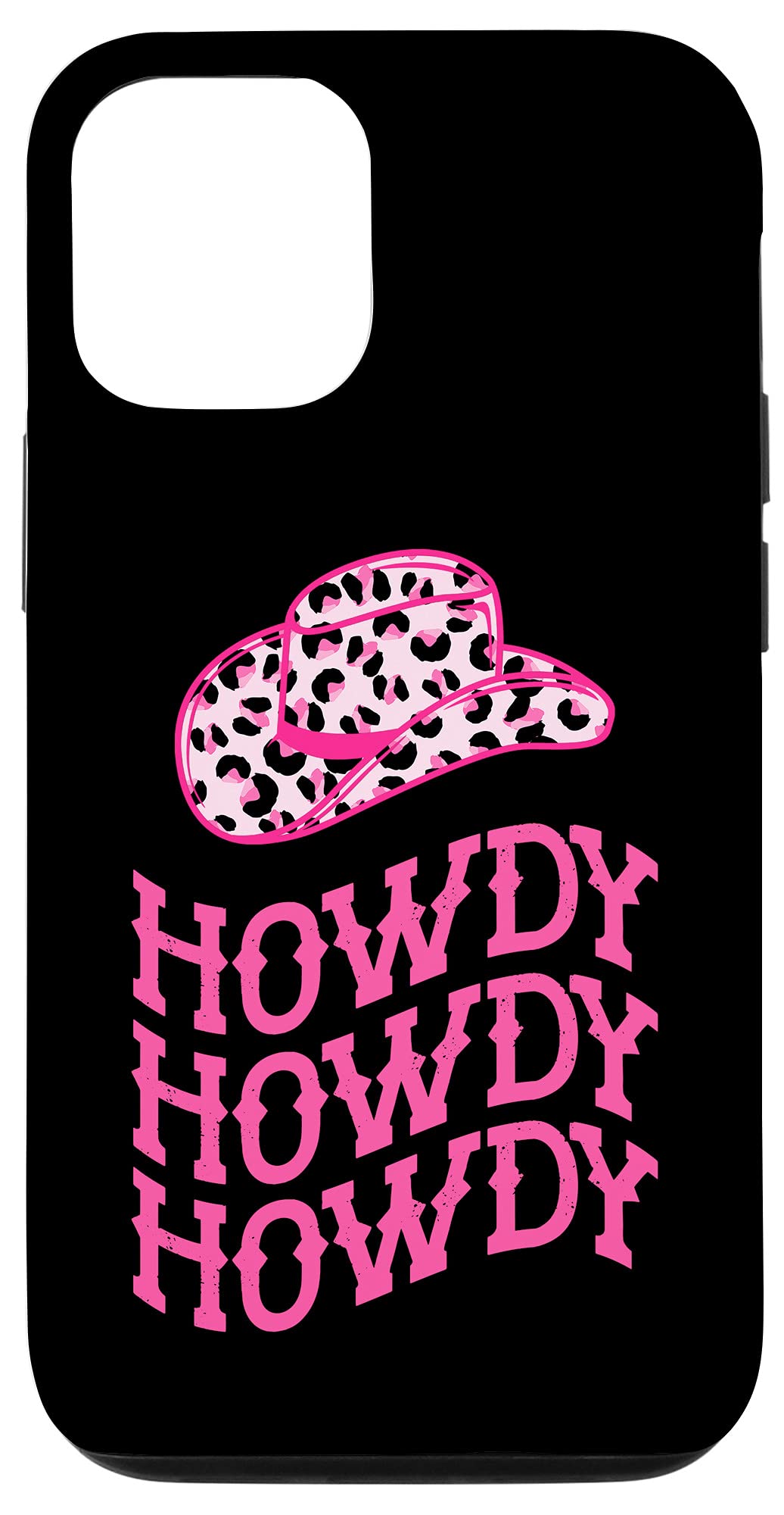 iPhone 12/12 Pro Pink Leopard Print Cowboy Hat Case - Western Cowgirl Style Phone Cover for Country Music Festivals & Rodeo Events