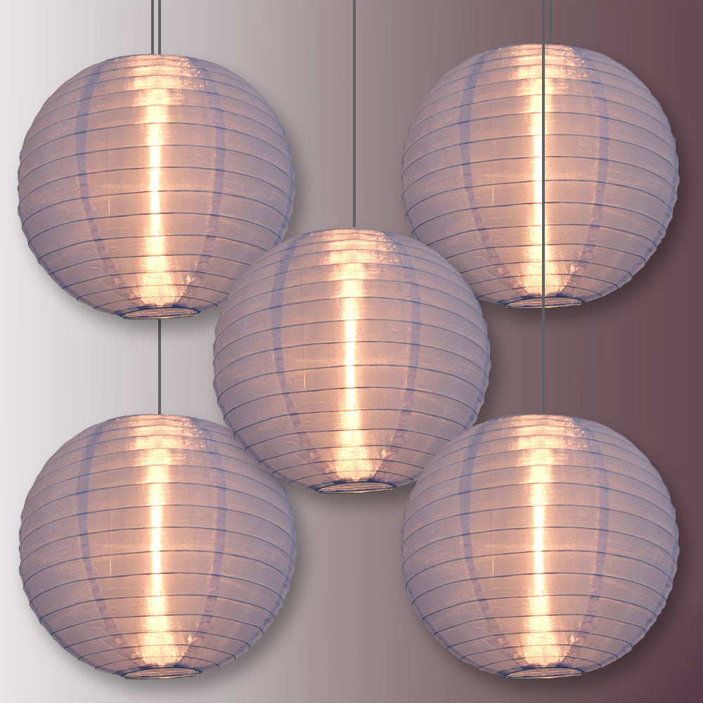 5 Pack Serenity Blue Shimmering Nylon Lanterns - 12