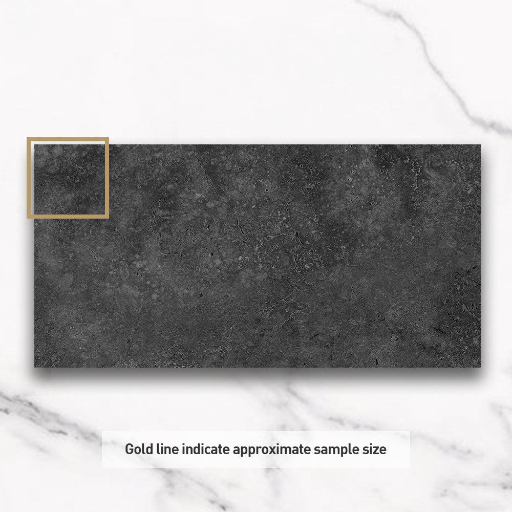 Kronos Charcoal 300x600mm Matte Porcelain Tiles - Travertine Look Floor & Wall Tiles for Bathroom, Kitchen & Living Room