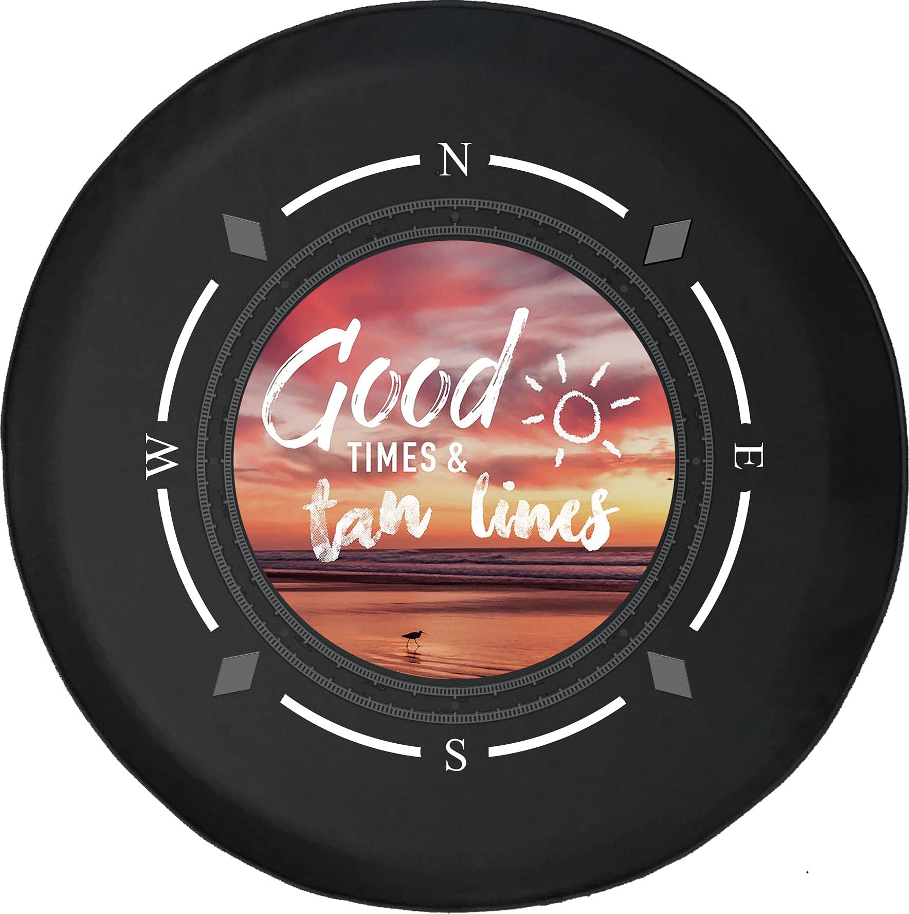 Premium American Unlimited Spare Tire Cover with Compass Design - Durable SUV, RV & Trailer Wheel Cover for Beach, Ocean & Outdoor Adventures - Waterproof Sun Protection for Good Times & Road Trips