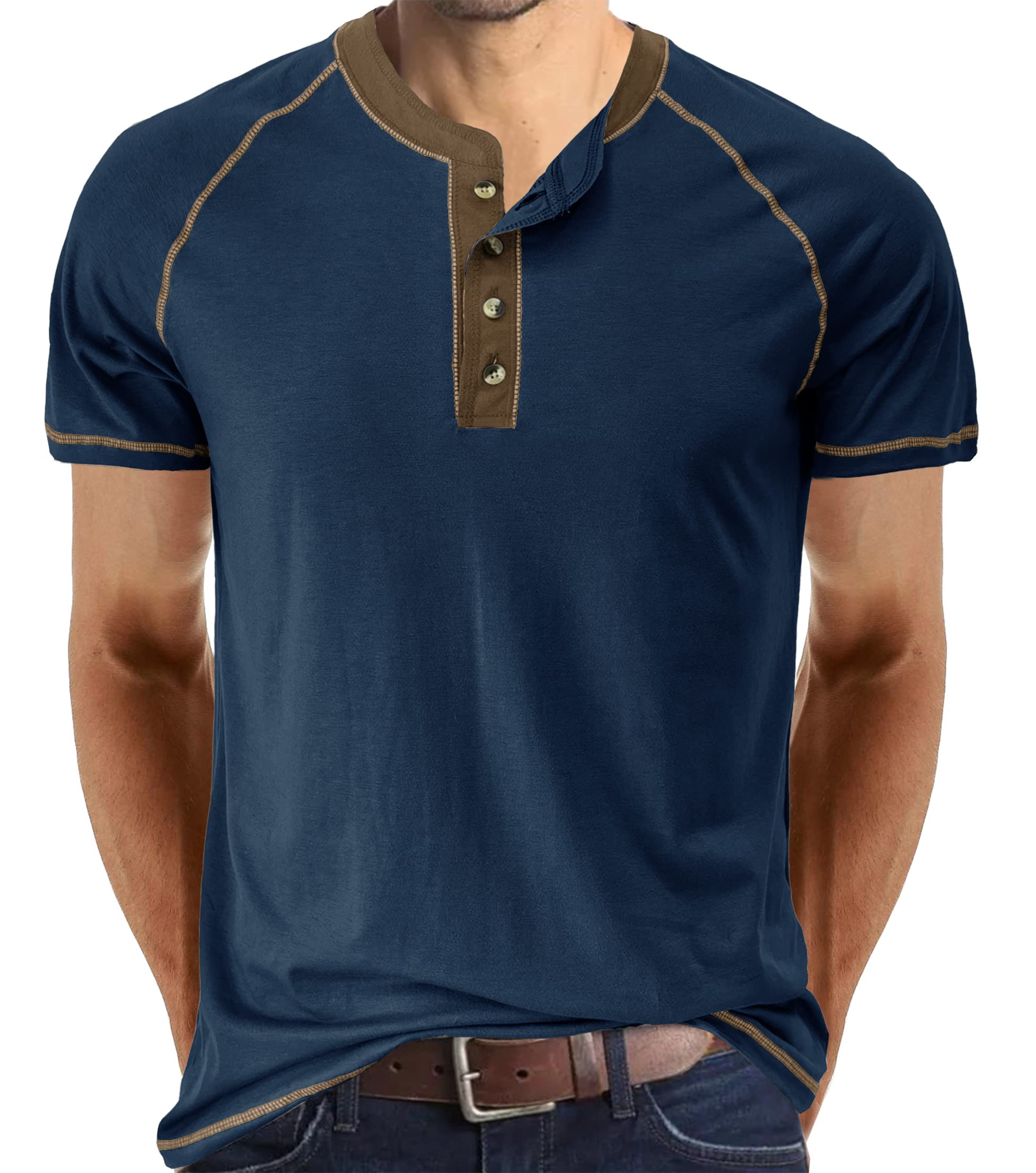 Men's Short Sleeve Henley T-Shirt - Casual Cotton Basic Plain Tee for Summer | Perfect for Outdoor Activities, Beach Wear & Everyday Comfort