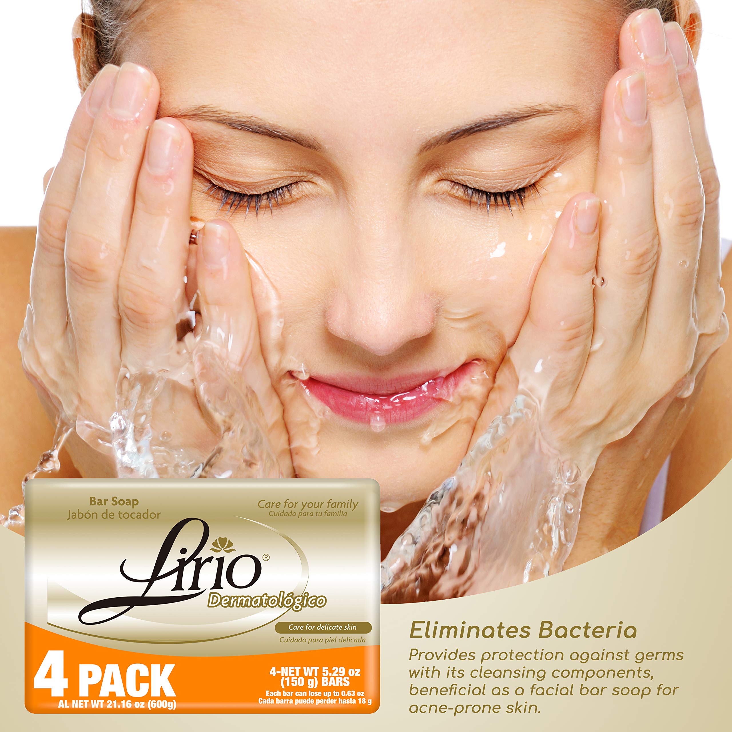 Lirio Derma Bar Soap - Dermatologist Recommended Body Soap for Sensitive Skin, 5.3 Oz (Pack of 4) - Gentle Cleansing for Dry, Itchy Skin & Eczema Relief - Perfect for Daily Shower & Bath Use