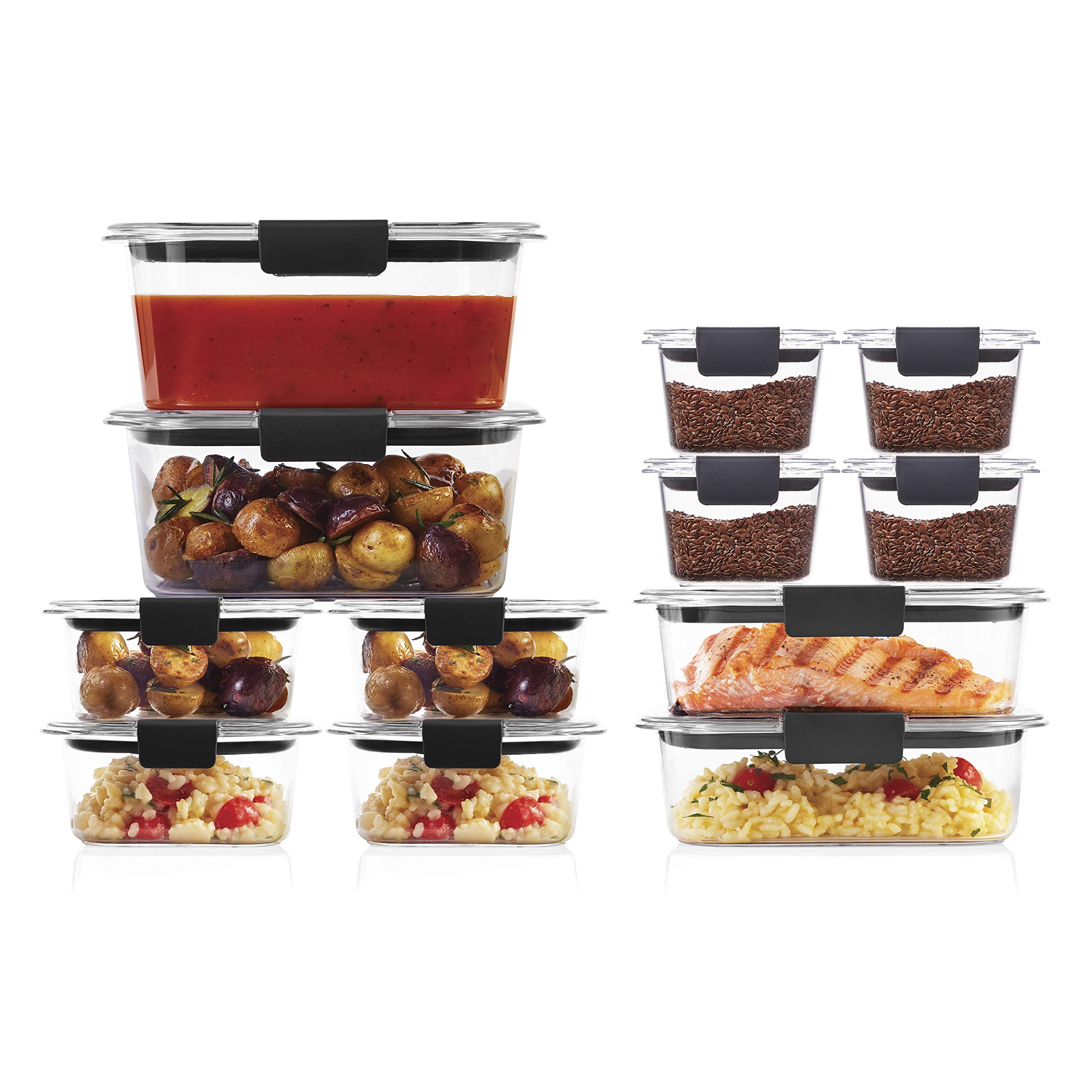 Rubbermaid Brilliance 24-Piece BPA-Free Food Storage Containers Set | Leakproof Plastic Lids, Clear Airtight Kitchen Organizers (3.2 Cup Medium, 5-Pack) - Perfect for Meal Prep, Leftovers & Pantry Organization