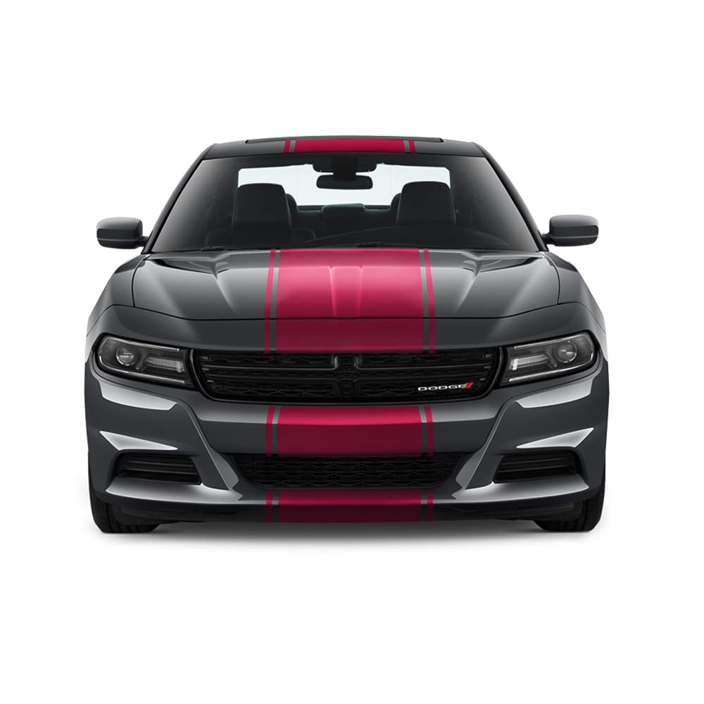 20-Inch Pink Gloss Racing Stripe Decals with Pins - Compatible with Dodge Charger 2011-2022 - Replacement Car Stickers for Customization - Perfect for Racing Enthusiasts and Vehicle Personalization