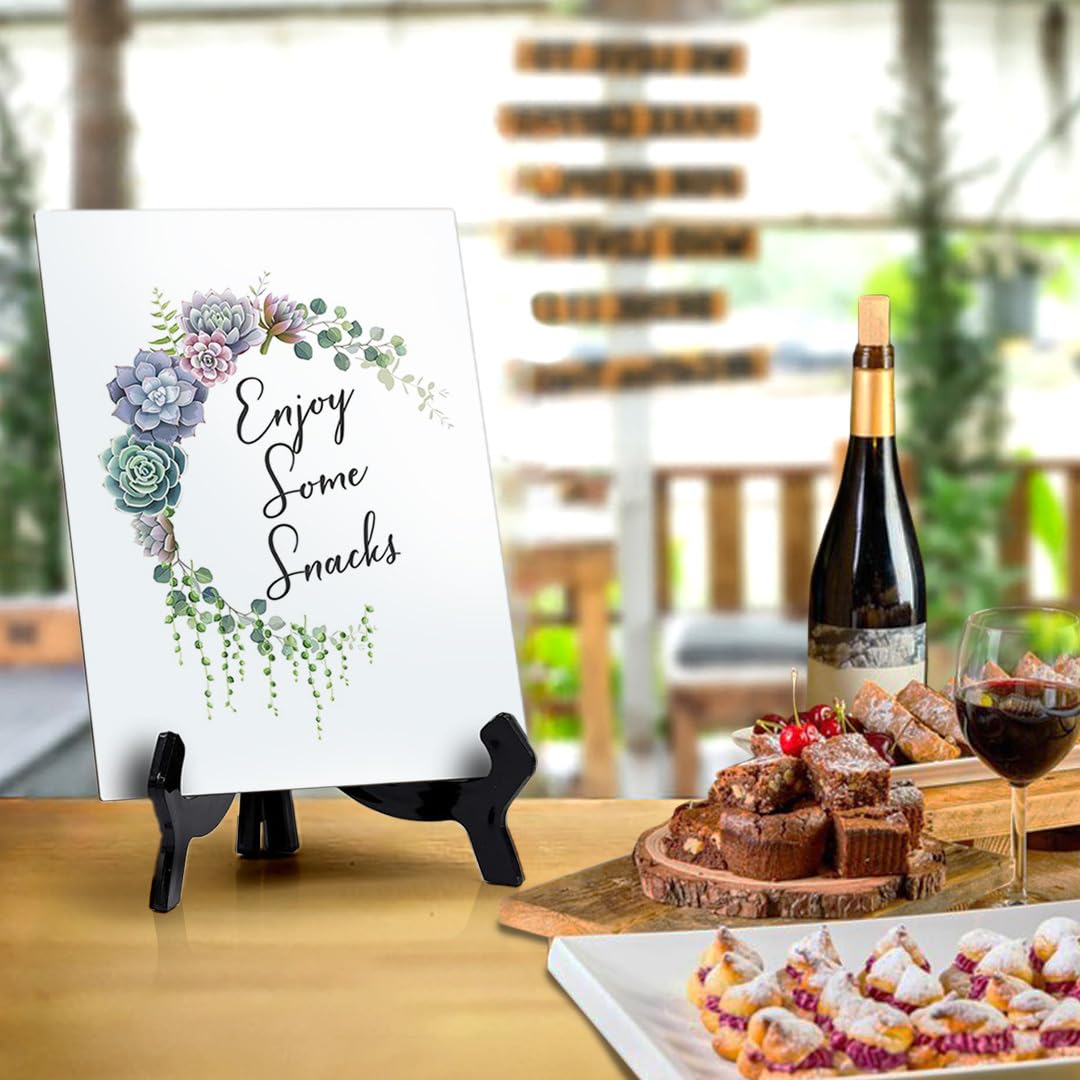 Floral Crescent Design Enjoy Some Snacks Table Sign with Easel - 6