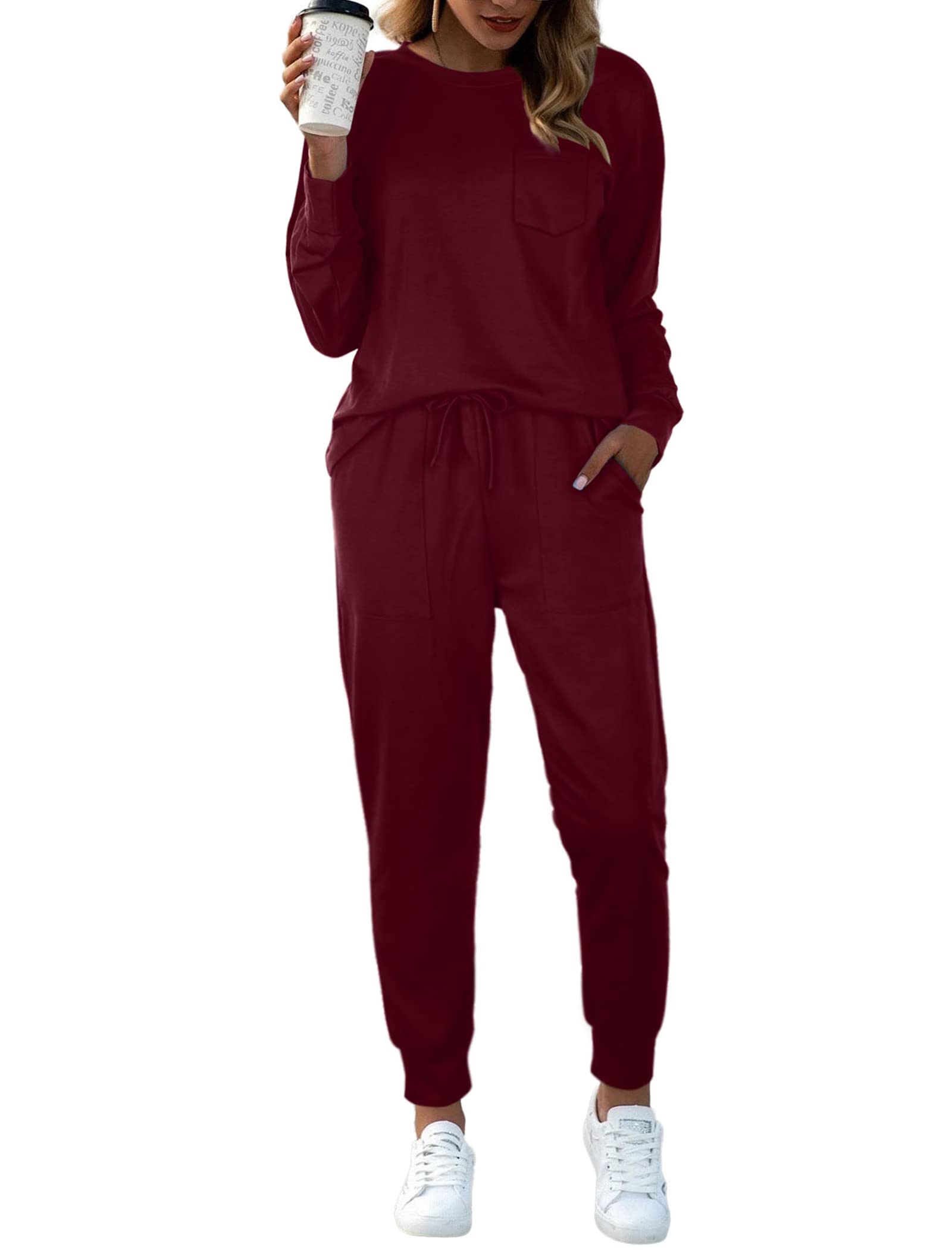 Bofell Women's 2-Piece Lounge Set - Soft Travel Sweatsuit & Trendy Pajama Outfit for 2024 | Perfect for Home Relaxation, Airplane Comfort & Casual Streetwear