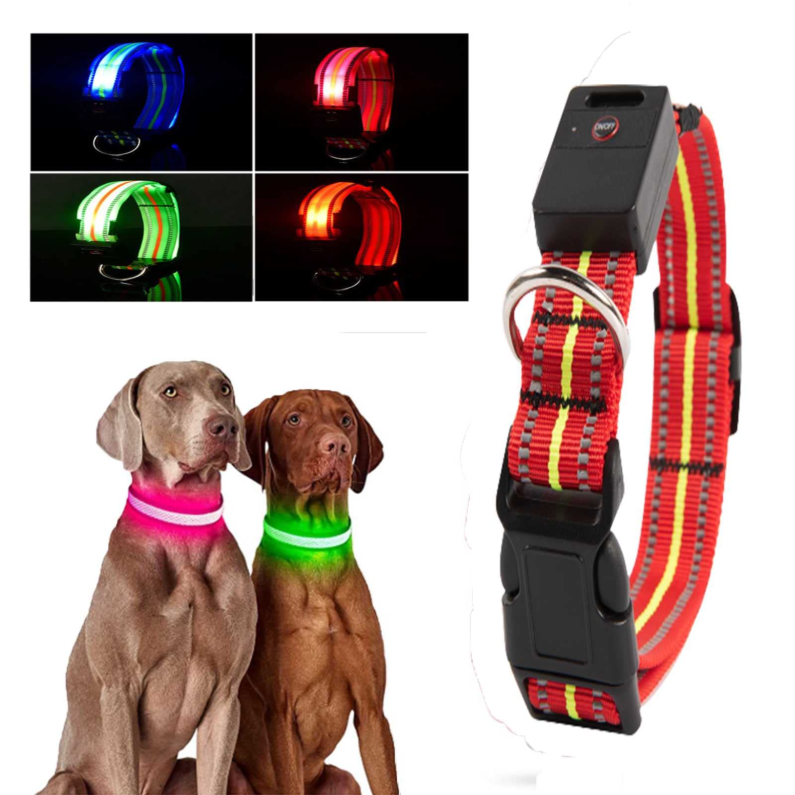**Rechargeable Waterproof LED Dog Collar - Light Up Safety Collar for Small, Medium & Large Dogs - Glow in the Dark for Night Walking & Outdoor Adventures**    *(Perfect for evening walks, camping, jogging, and ensuring pet visibility in low-light conditions.)*