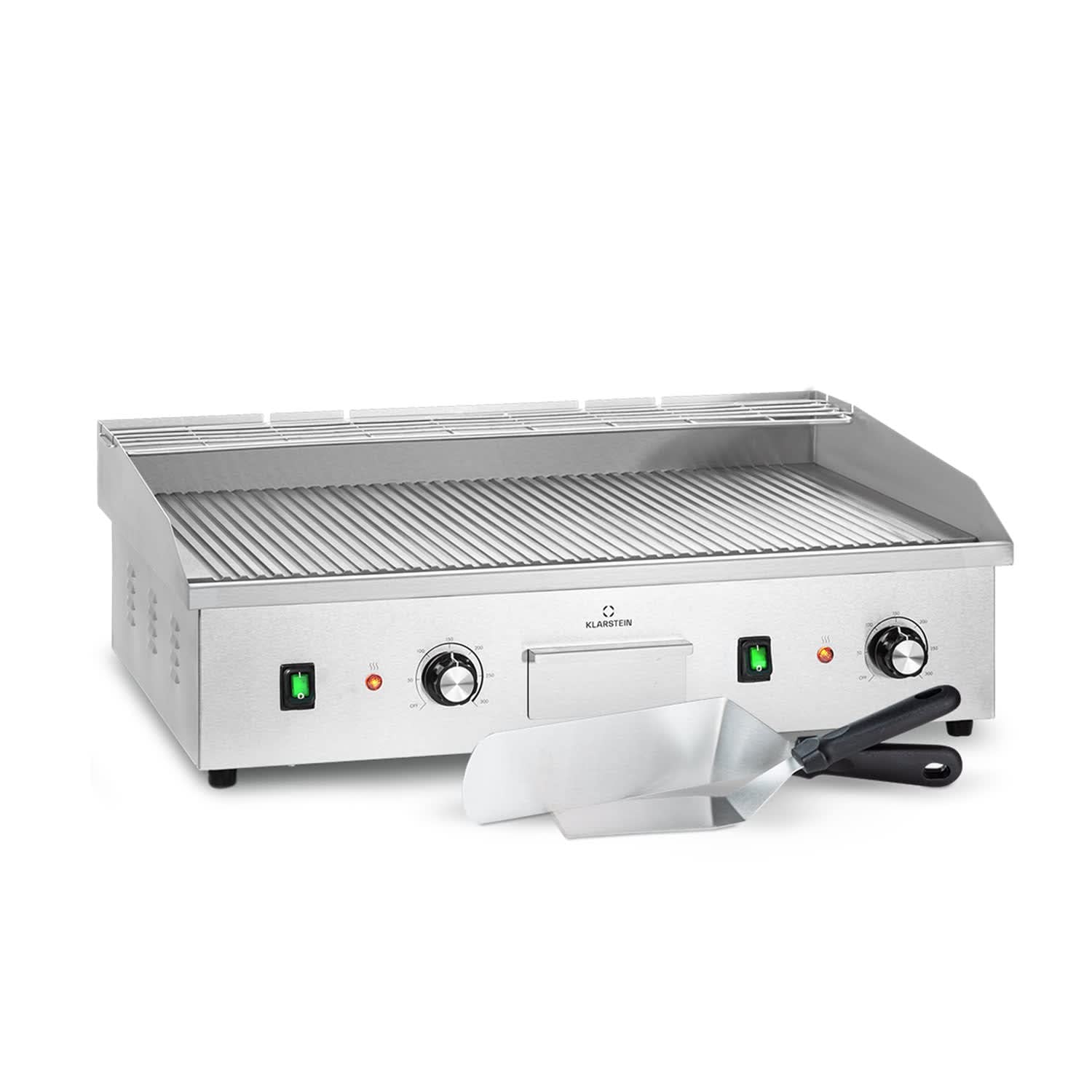 KLARSTEIN 200W Electric BBQ Grill - Smokeless Indoor & Outdoor Grill with LED Display, 2 Spatulas & Stainless Steel Pan - Perfect for Camping, Restaurant, Patio & Home Kitchen Use