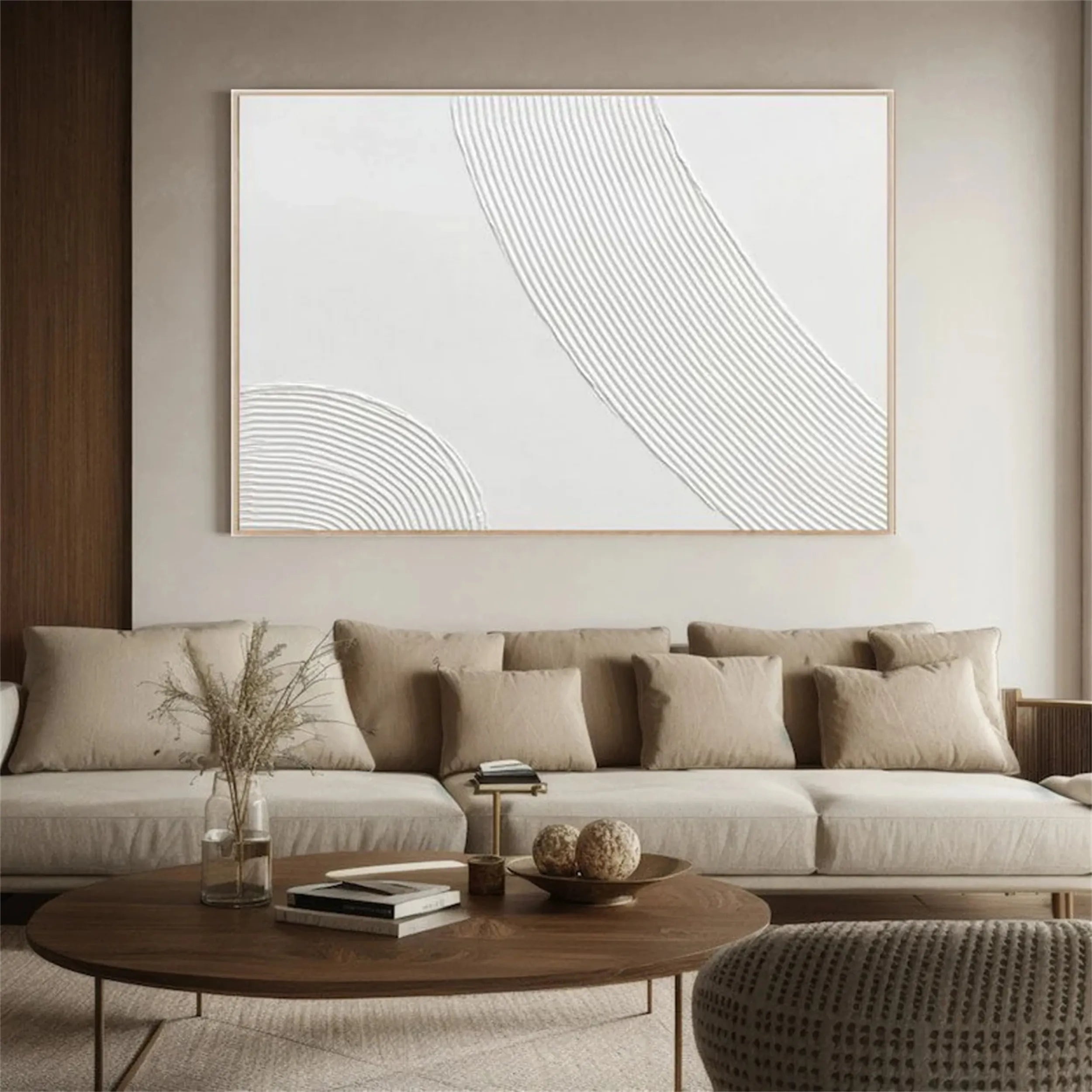 White Minimalist Textured Painting Canvas #MM204 - Premium Abstract Wall Art for Modern Home & Office Decor