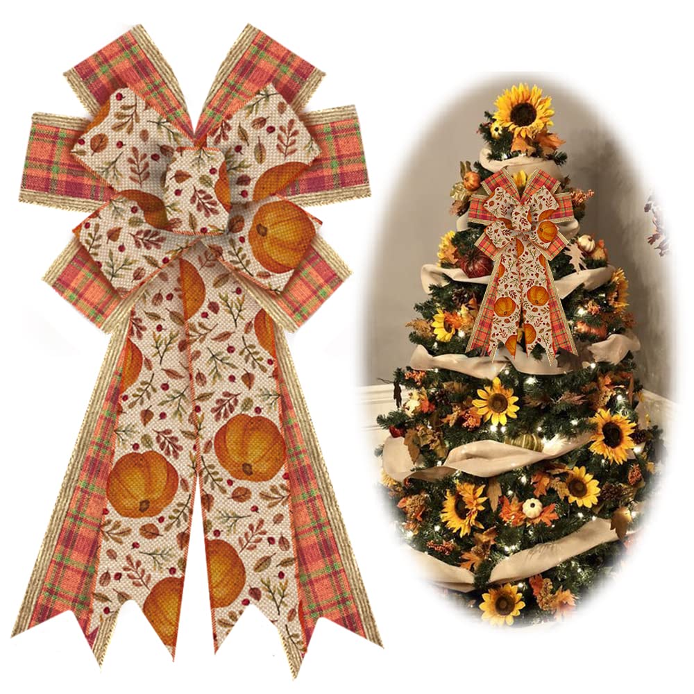 Fall Wreath Bows - Orange Buffalo Plaid for Thanksgiving Decor