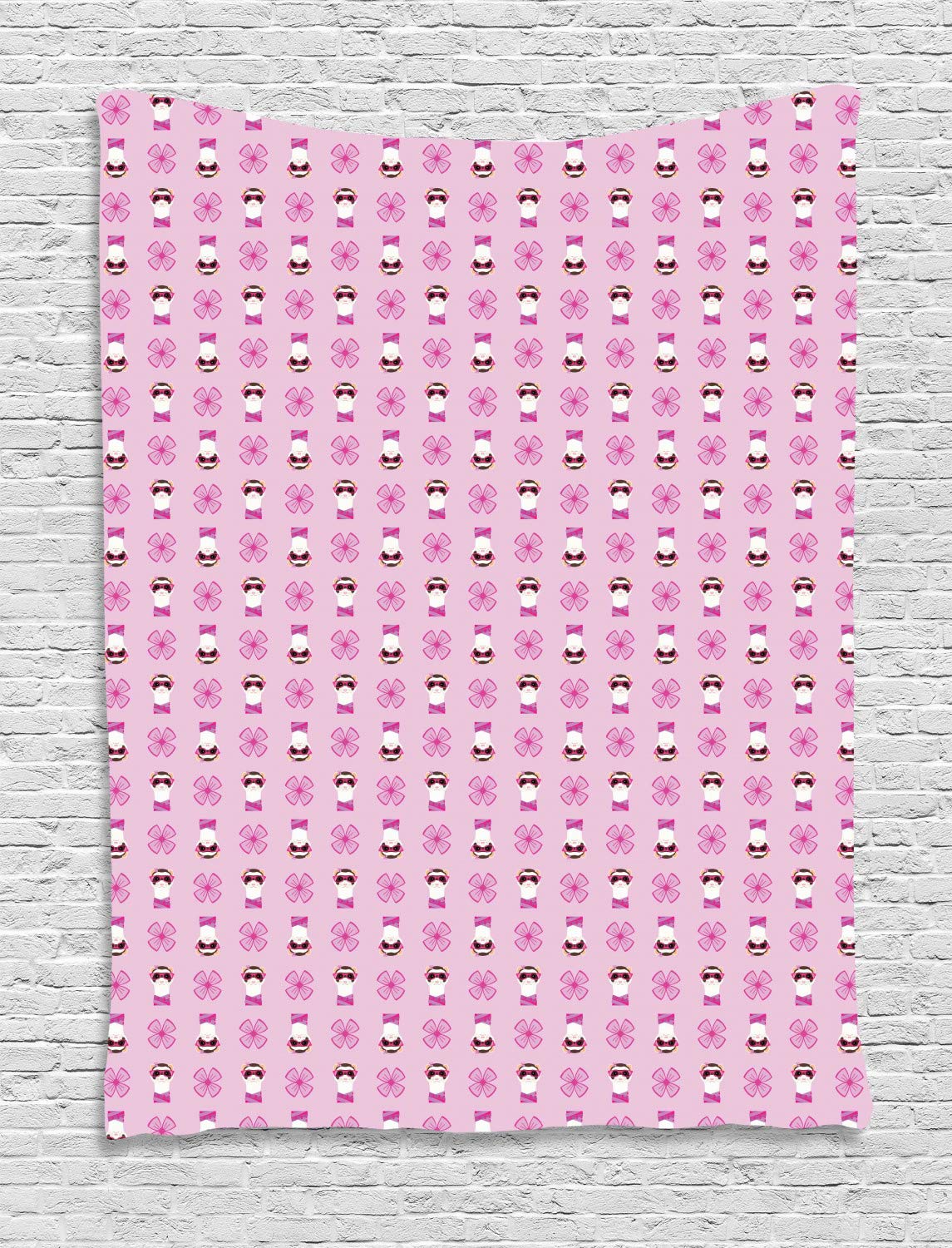 Ambesonne Ferret Tapestry - Funny Cartoon Ferret Design with Glasses & Scarf - 60x80 Inch Wall Hanging Decor for Bedroom, Living Room, Dorm - Pale Pink Fuchsia - Perfect for Animal Lovers & Unique Home Decor