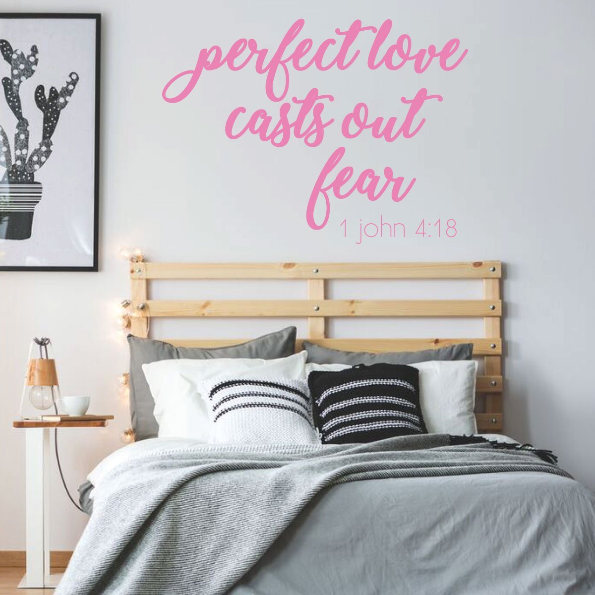 Bible Verse Wall Decal - 'Perfect Love Casts Out Fear' Scripture Vinyl Sticker - Religious Home & Bedroom Decor for Christian Faith - Ideal for Church, Nursery, or Prayer Room Inspiration