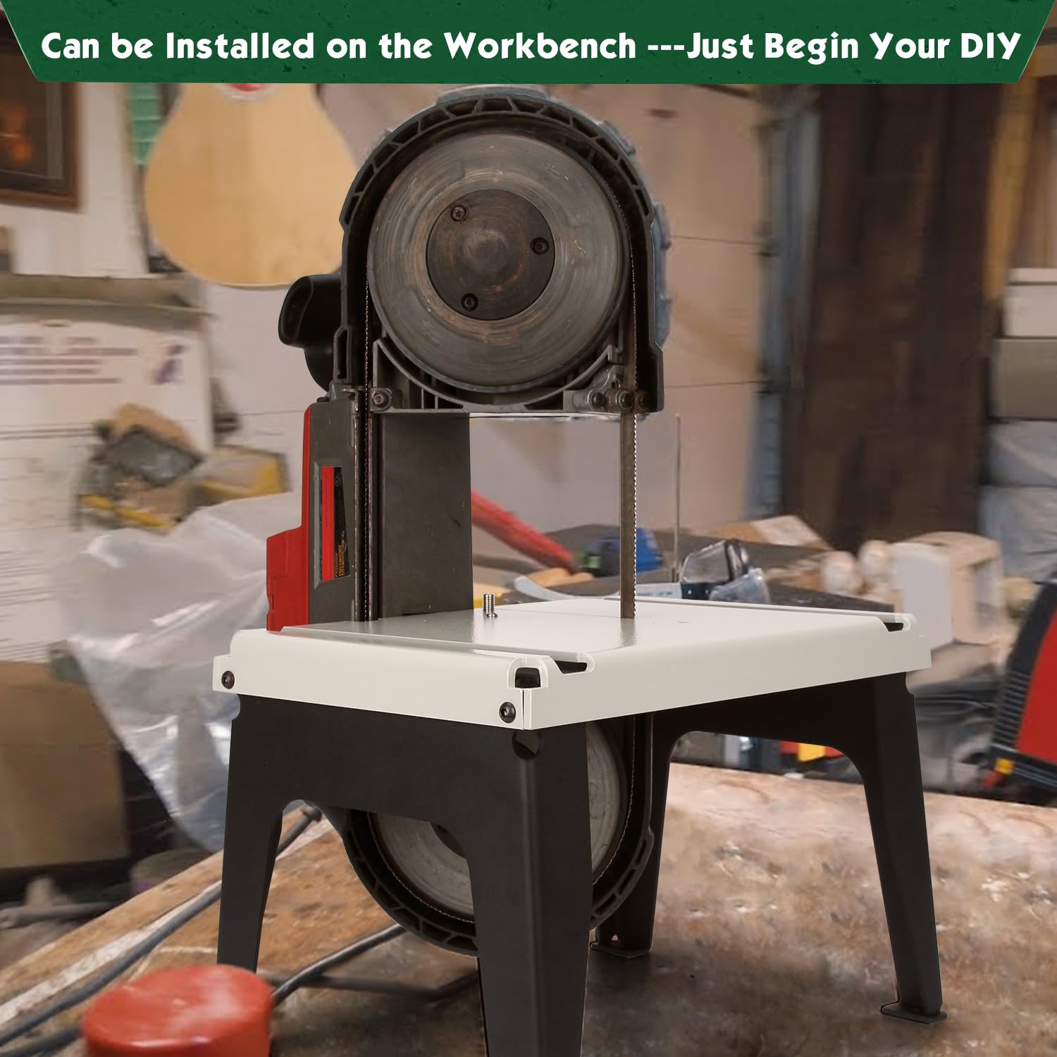Portable Band Saw Stand Table for Milwaukee Band Saw - Heavy Duty Powder Coated Steel Base (Saw Not Included) | Workshop, Construction Site & DIY Metal Cutting Projects
