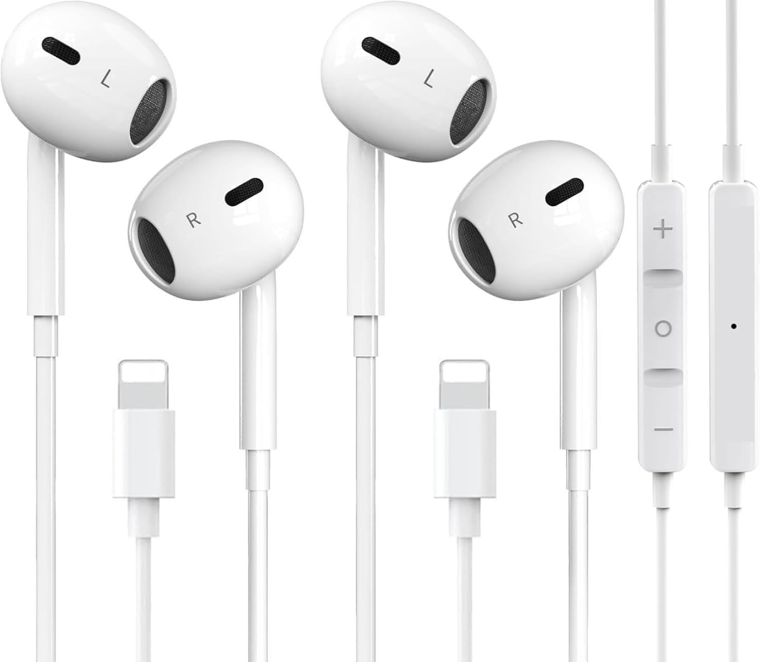 2 Pack Wired Earbuds with Microphone for iPhone - Noise Cancelling Headphones with Volume Control, Compatible with iPhone 14/13/12/11/XR/XS/X/8/7 & All iOS Devices - Perfect for Gym, Commuting & Work Calls