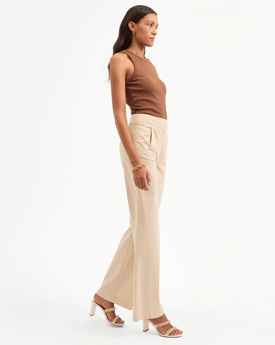 Stylish Jude Metallic Pinstripe Pants for Women - High Waist Office Trousers with Shiny Stripes - Perfect for Business Casual, Workwear & Evening Outfits