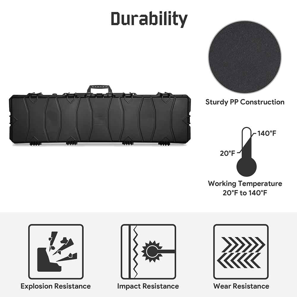 TheLAShop Heavy Duty Locking Rifle Case with TSA Approved Padlocks - Waterproof IP67 Rated, 53