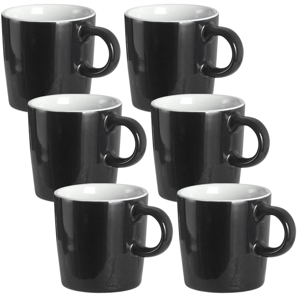 homEdge Mini Porcelain Espresso Cup Set - 4oz (120ml) Tiny Ceramic Coffee Mugs for Espresso, Tea & Cappuccino - 6-Pack Black Demitasse Cups - Perfect for Home, Cafe & Restaurant Use