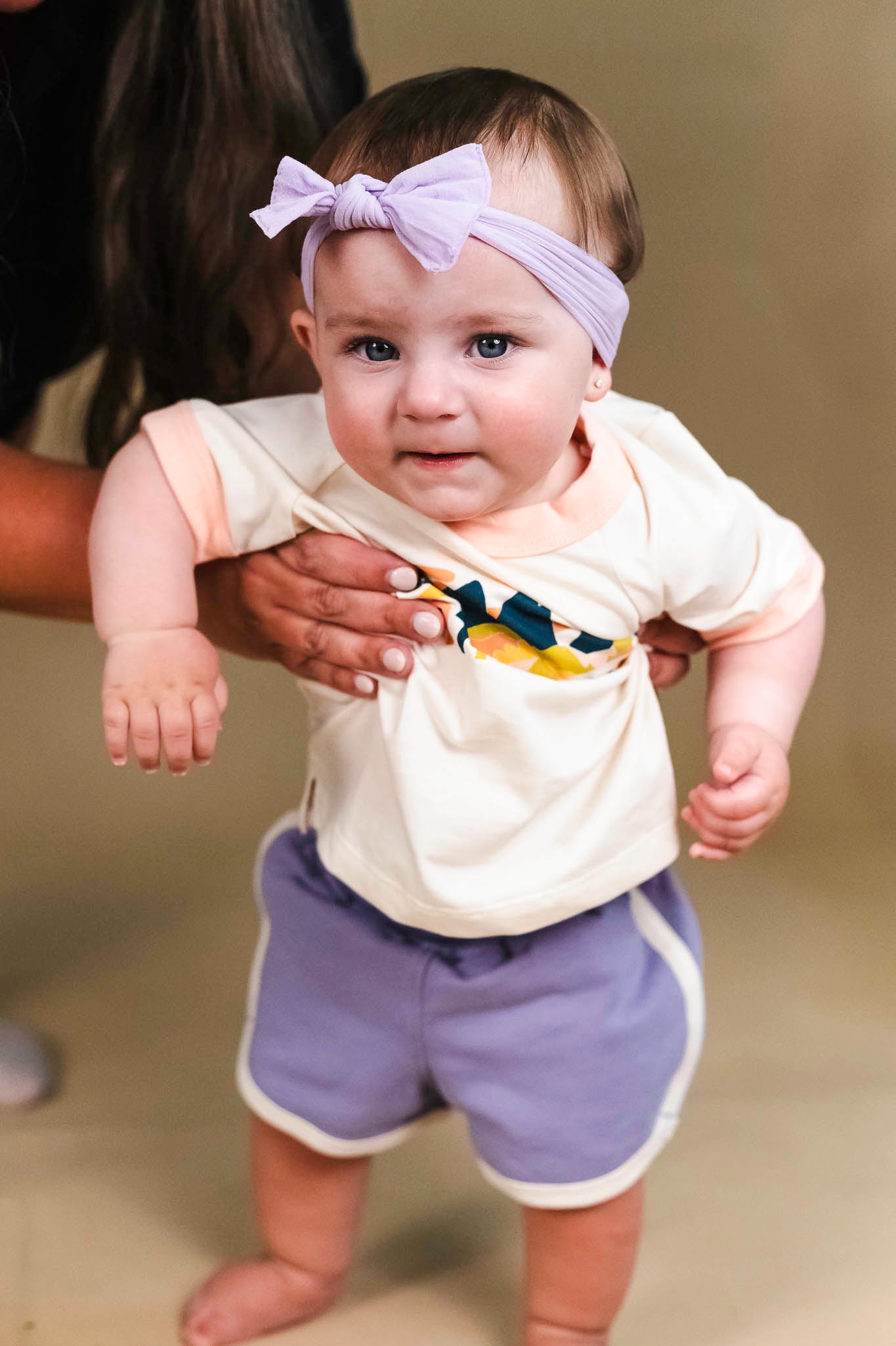 Purple Concrete Sweatshorts for Baby Girls - Soft & Comfortable Casual Wear for Playtime & Outings